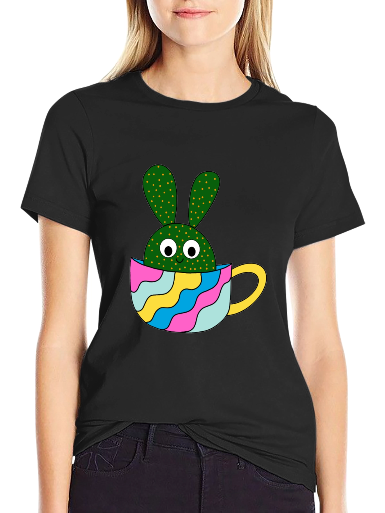 Cactus Bunny Black T-Shirt