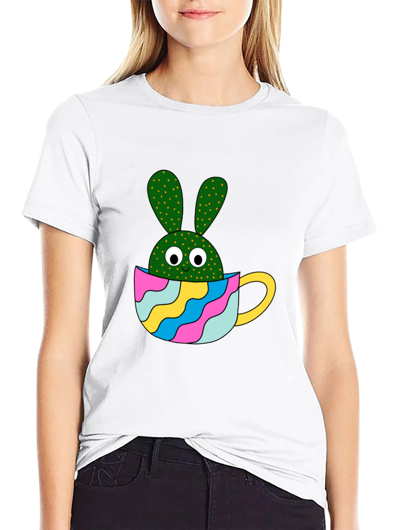 Cactus Bunny Black T-Shirt