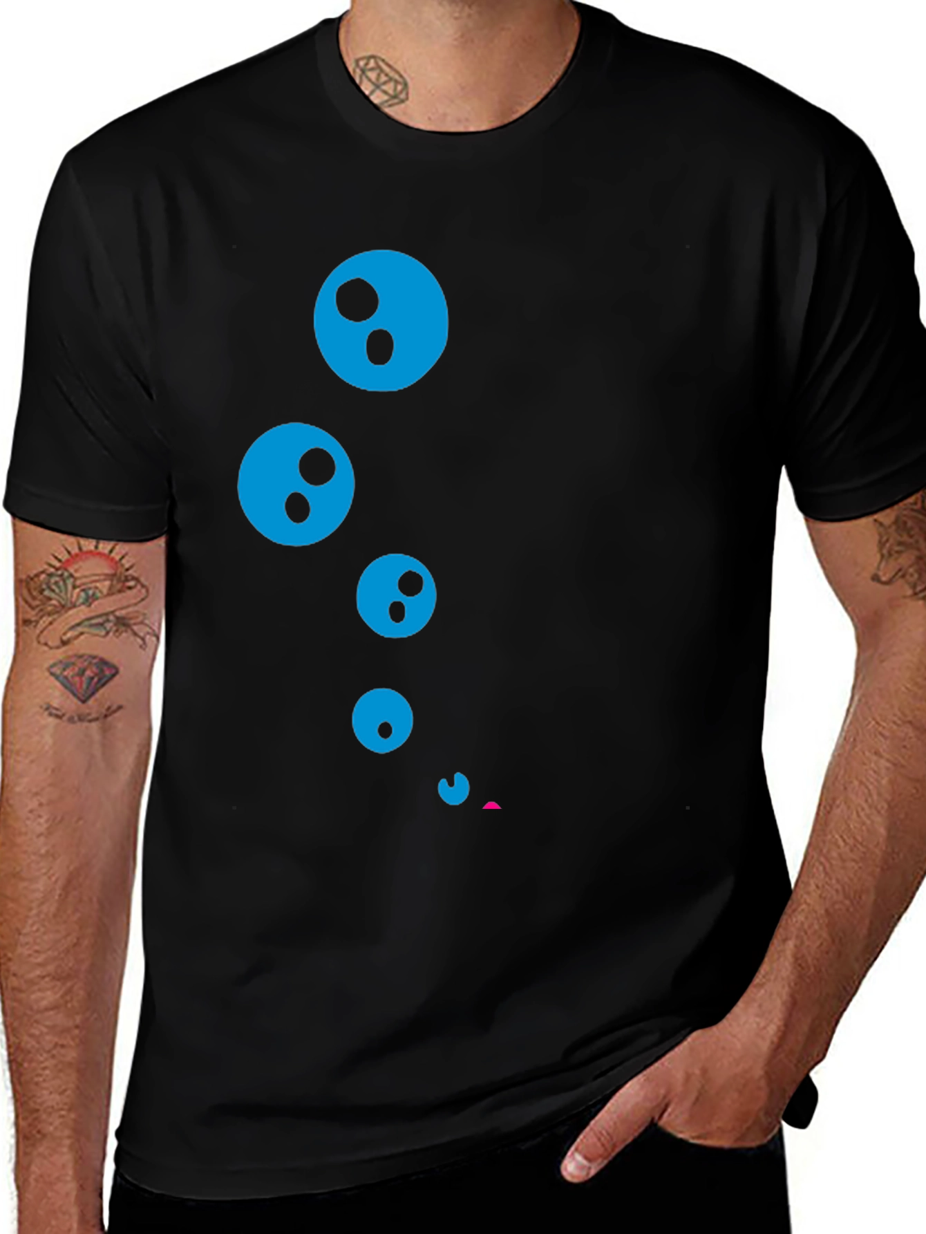 Funky Bubble Graphic Black T-Shirt