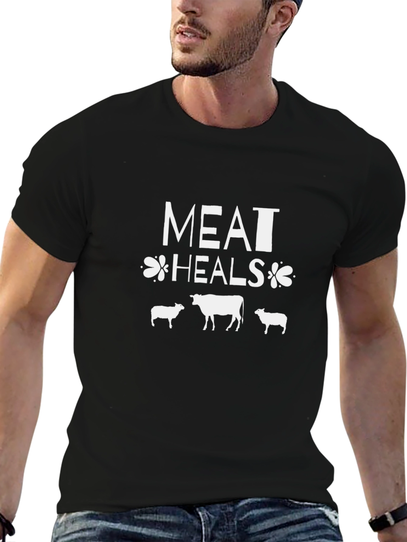 Meat Heals Graphic Tee - Black Cotton T-Shirt