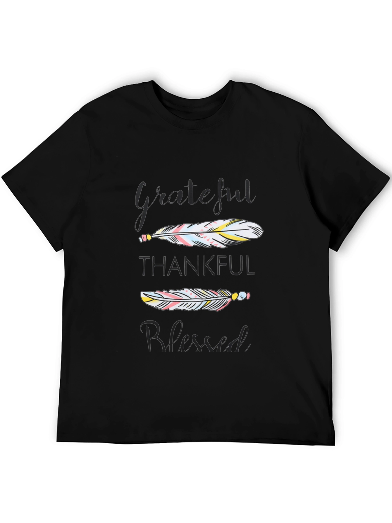 Grateful Thankful Blessed Feather Graphic Tee