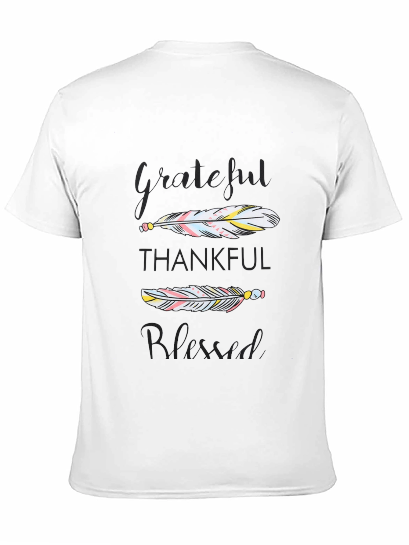 Grateful Thankful Blessed Feather Graphic Tee