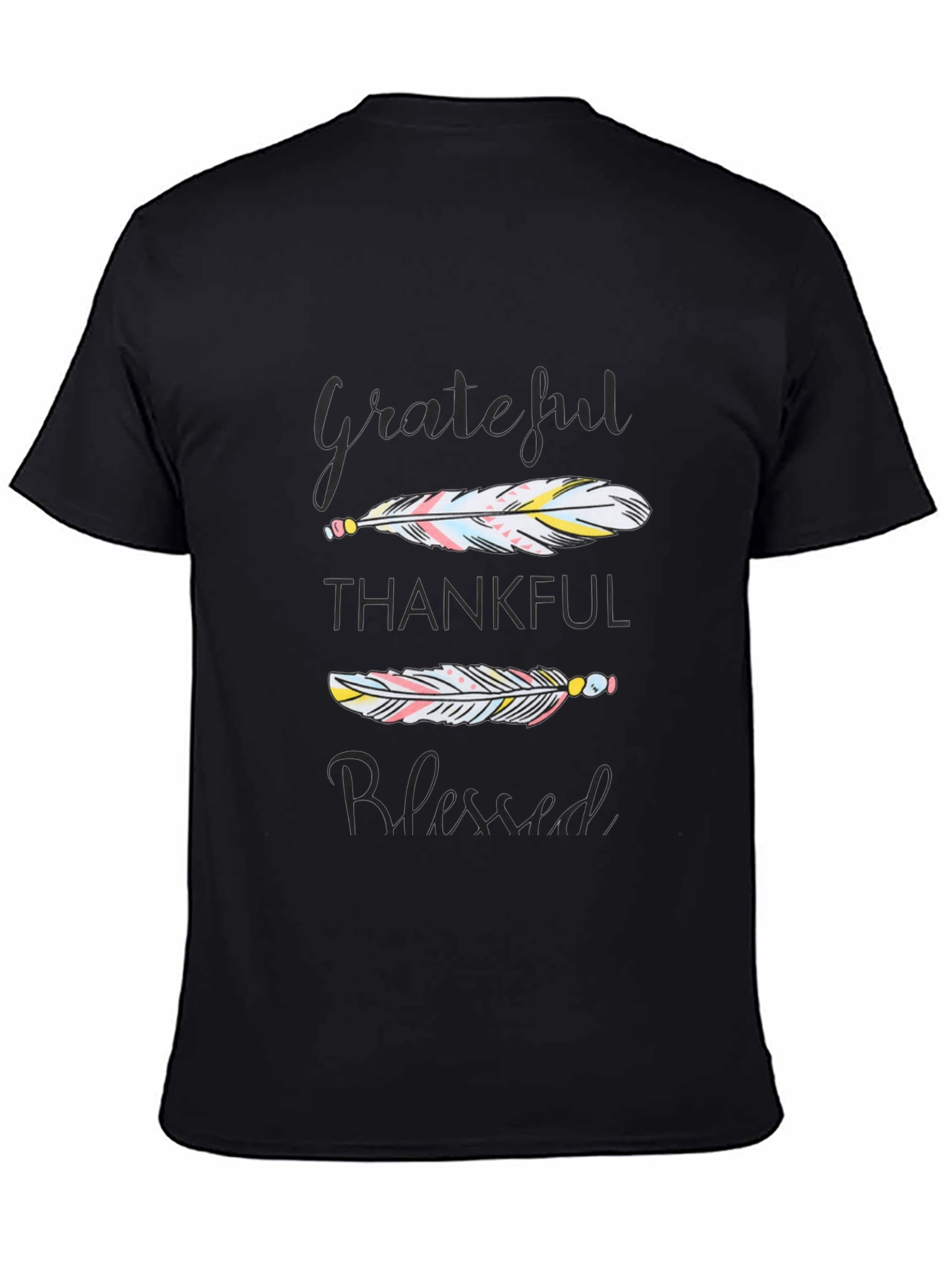 Grateful Thankful Blessed Feather Graphic Tee