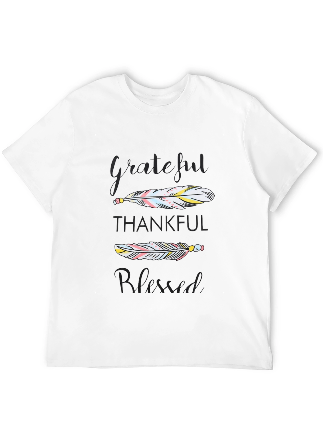 Grateful Thankful Blessed Feather Graphic Tee