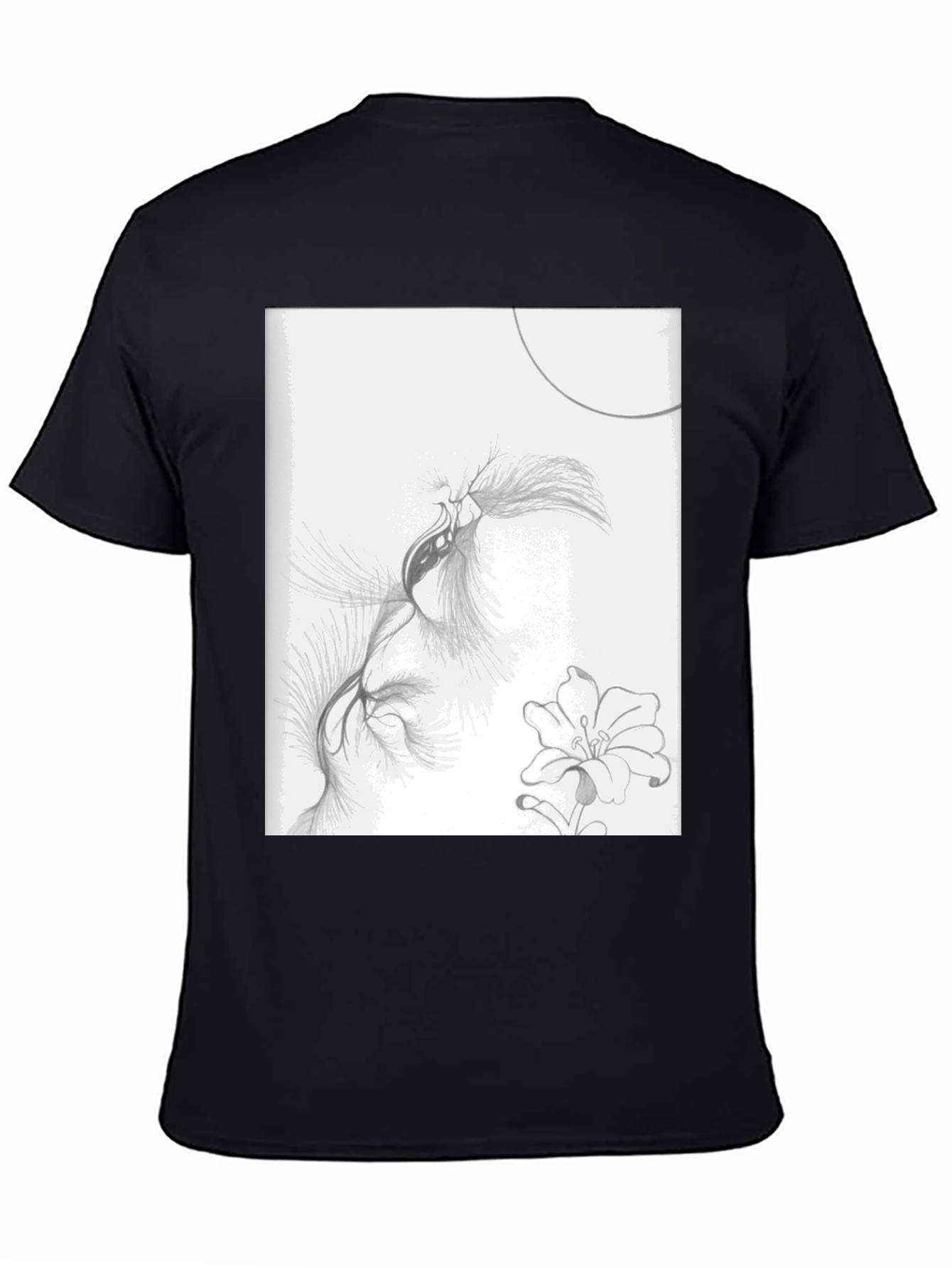 Abstract Floral Sketch Black T-Shirt