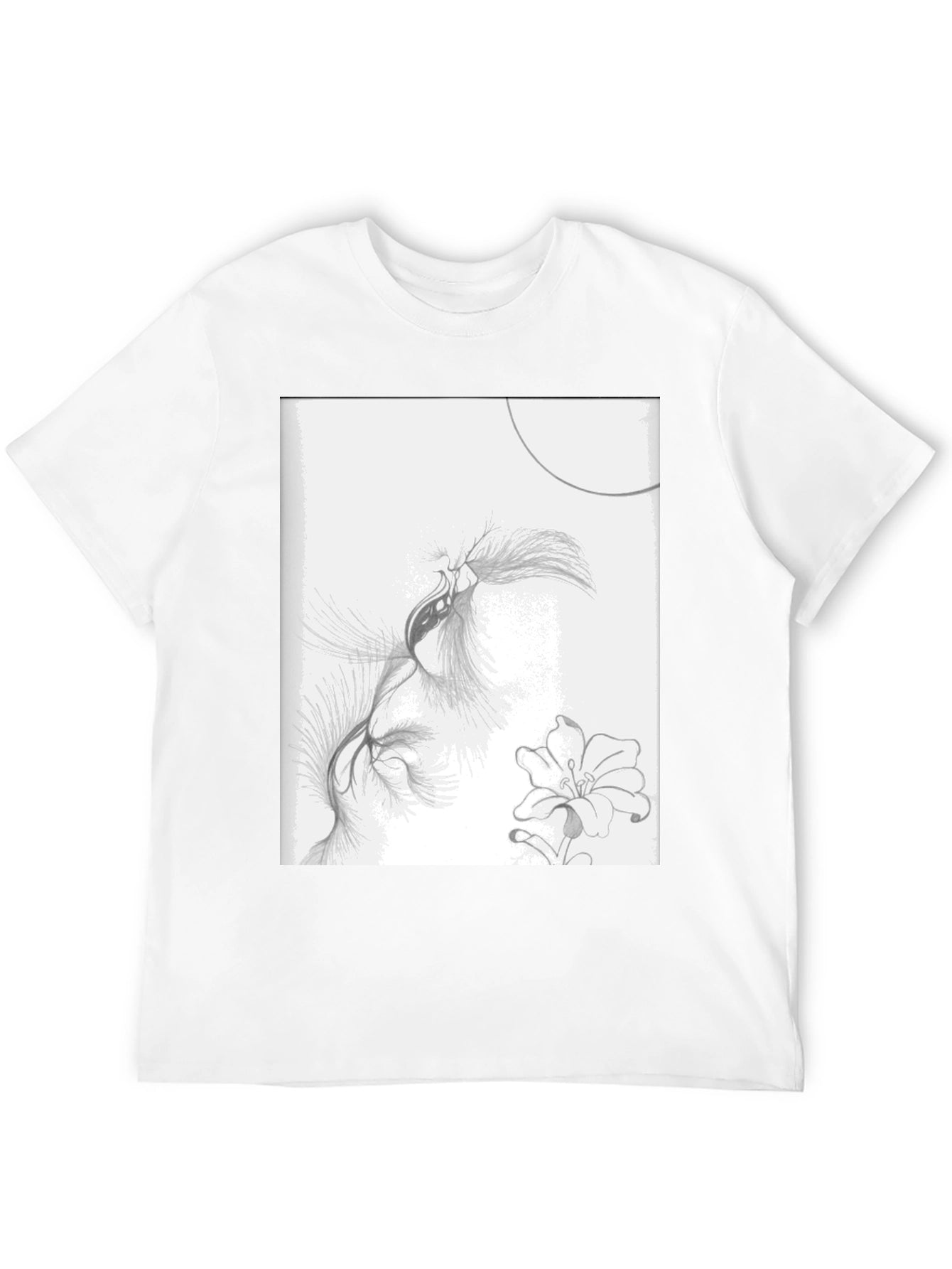 Abstract Floral Sketch Black T-Shirt