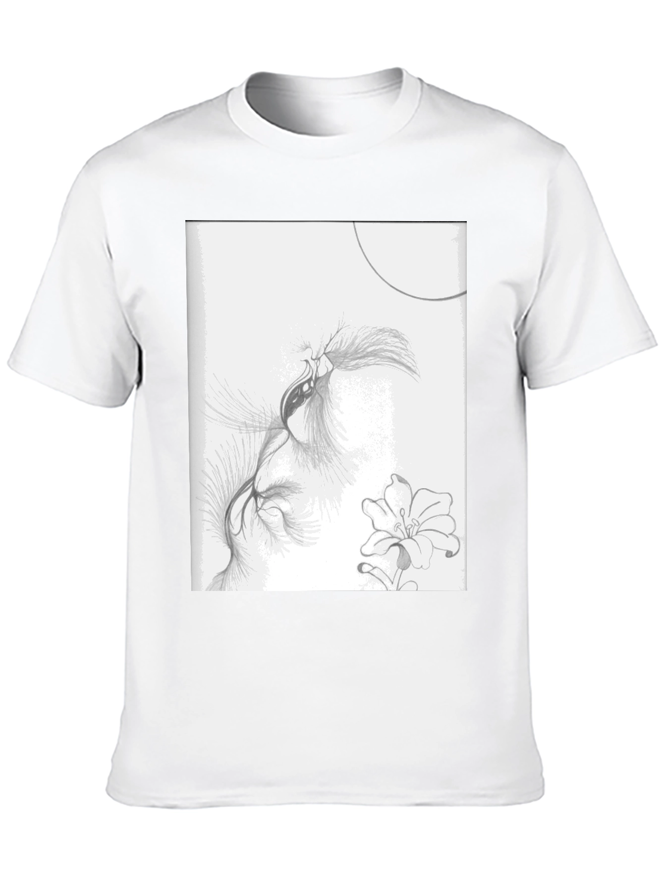 Abstract Floral Sketch Black T-Shirt