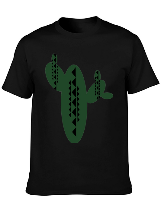 Geometric Cactus Graphic Tee - Modern Desert Style