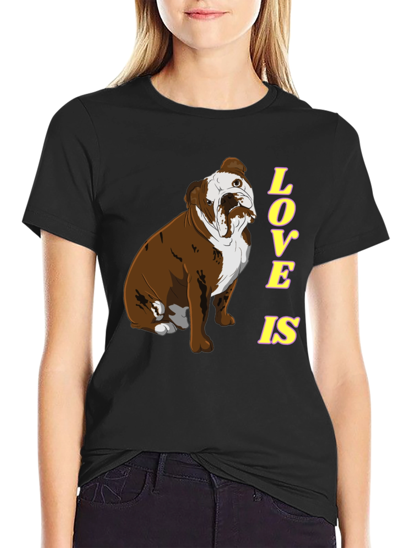 Bulldog Love Graphic Tee - Black