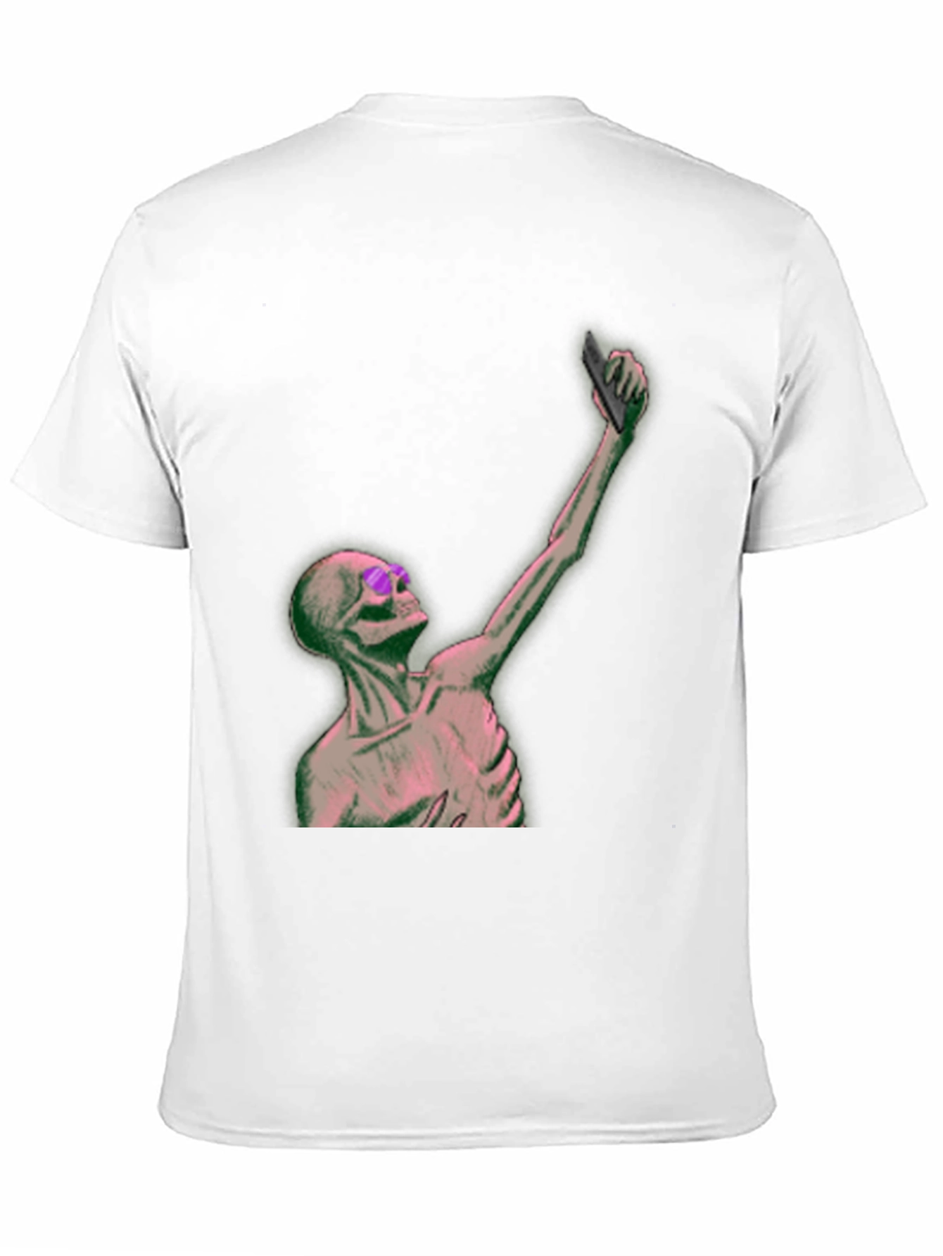 Humorous Skeleton Selfie Black T-Shirt