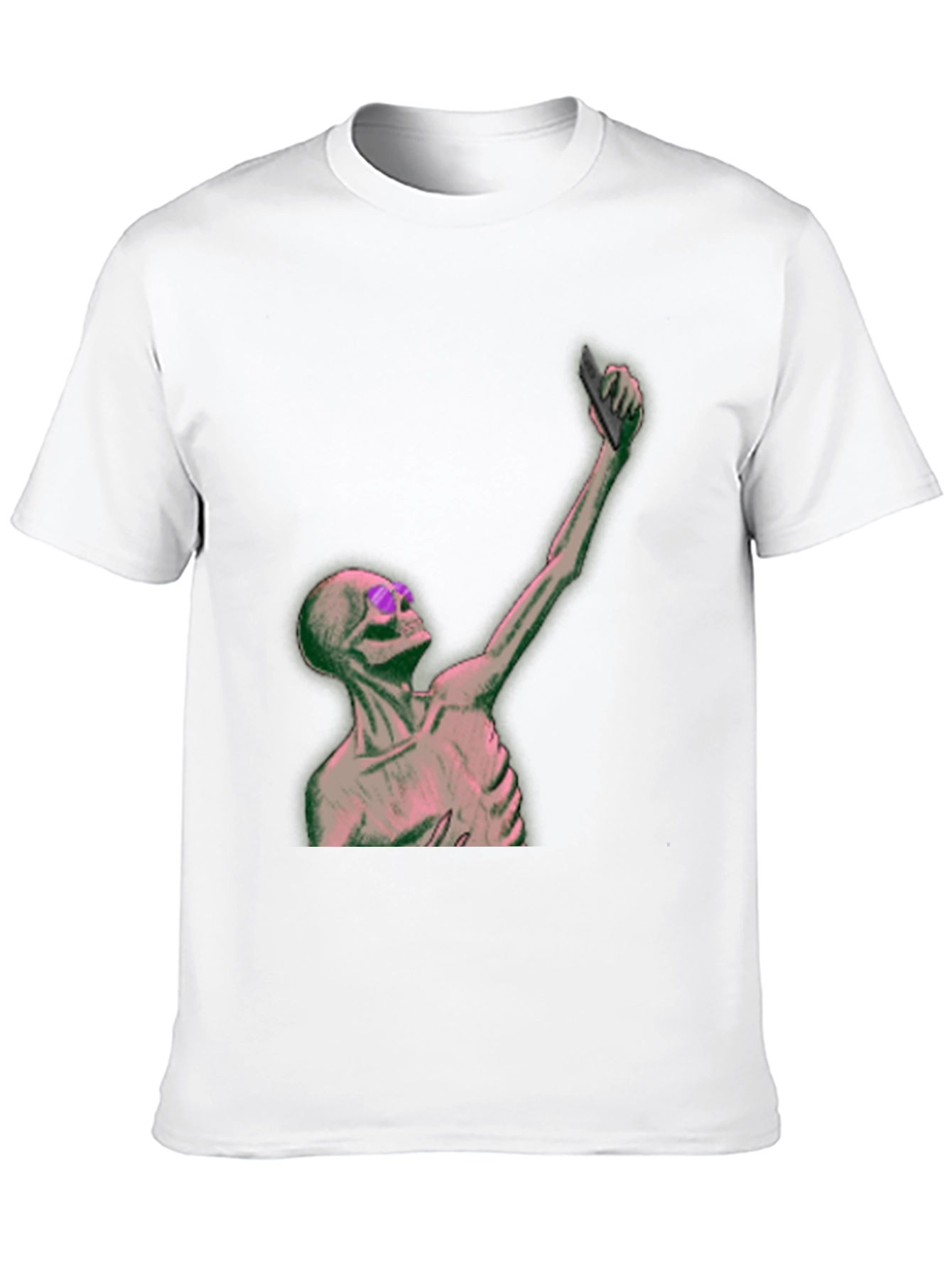 Humorous Skeleton Selfie Black T-Shirt