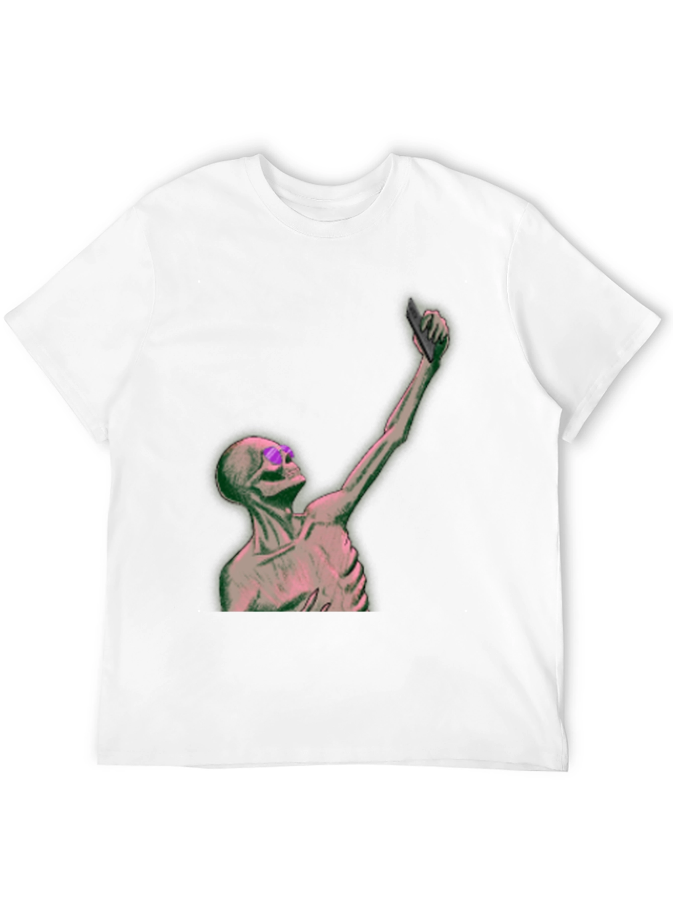 Humorous Skeleton Selfie Black T-Shirt