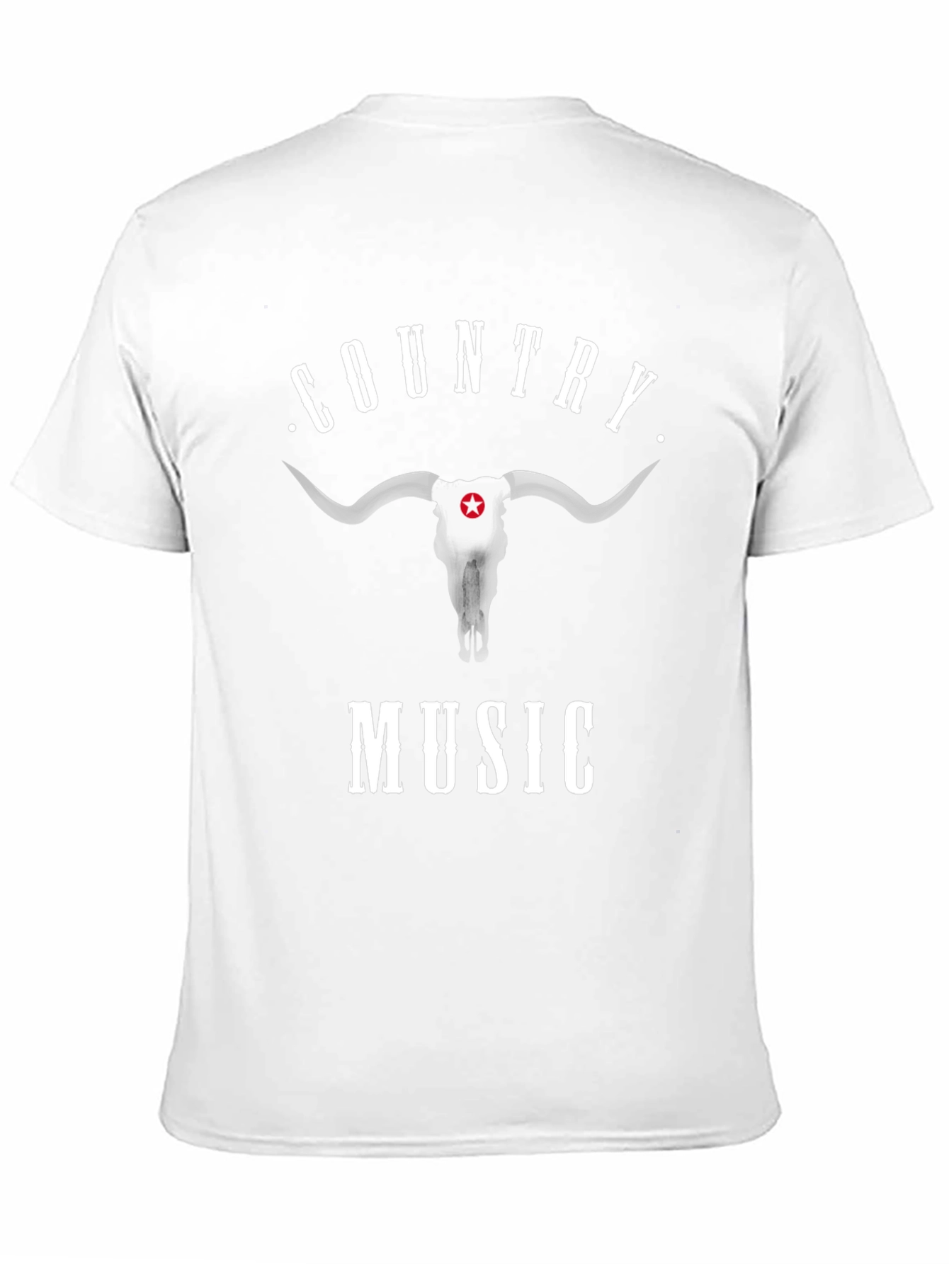 Country Music Bull Skull Graphic Black T-Shirt