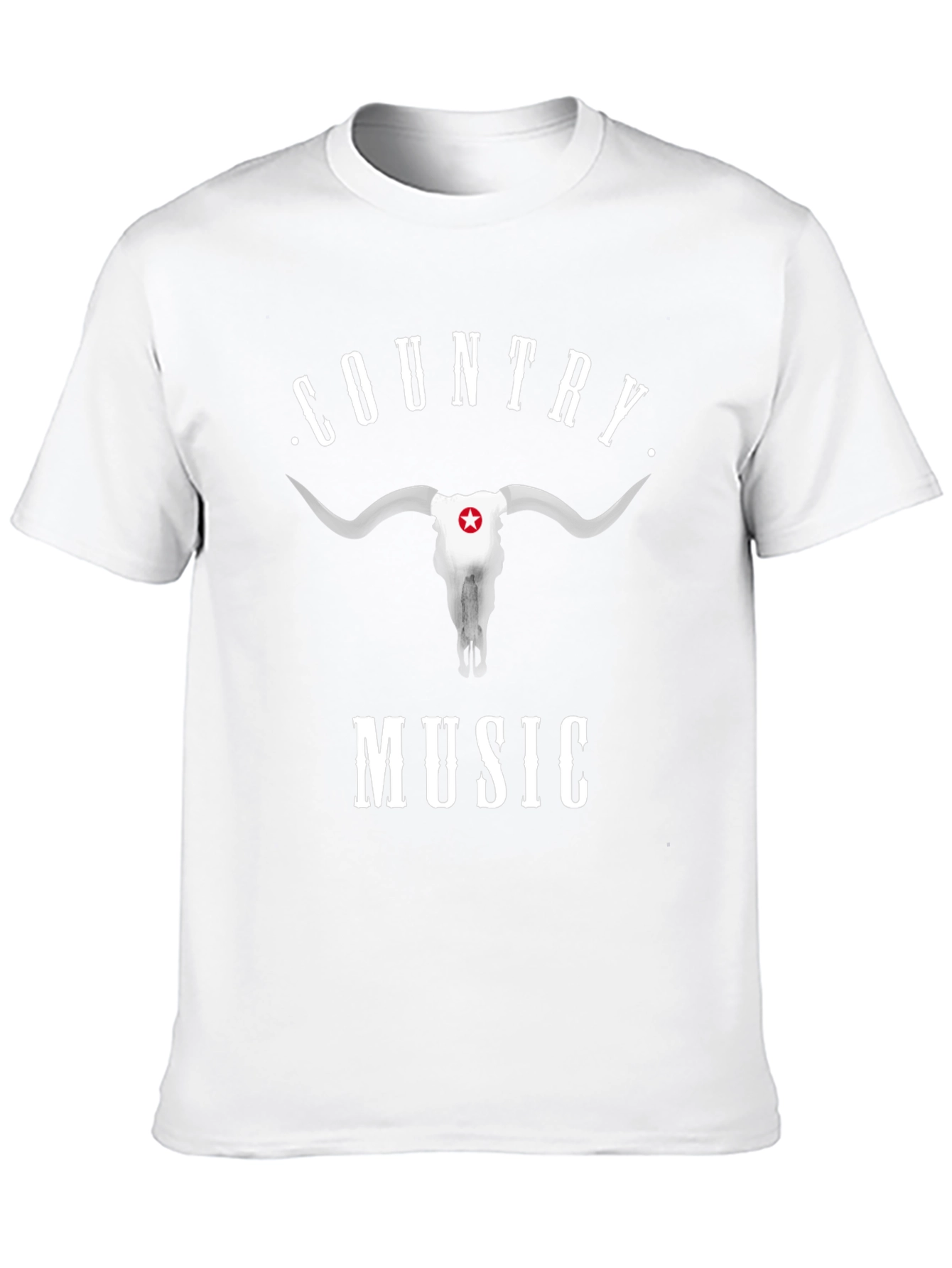 Country Music Bull Skull Graphic Black T-Shirt