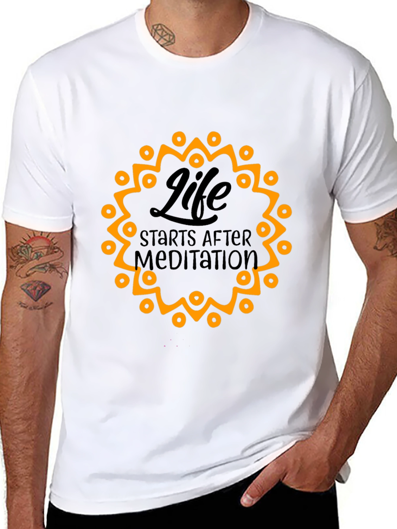 Life Starts After Meditation Black T-Shirt