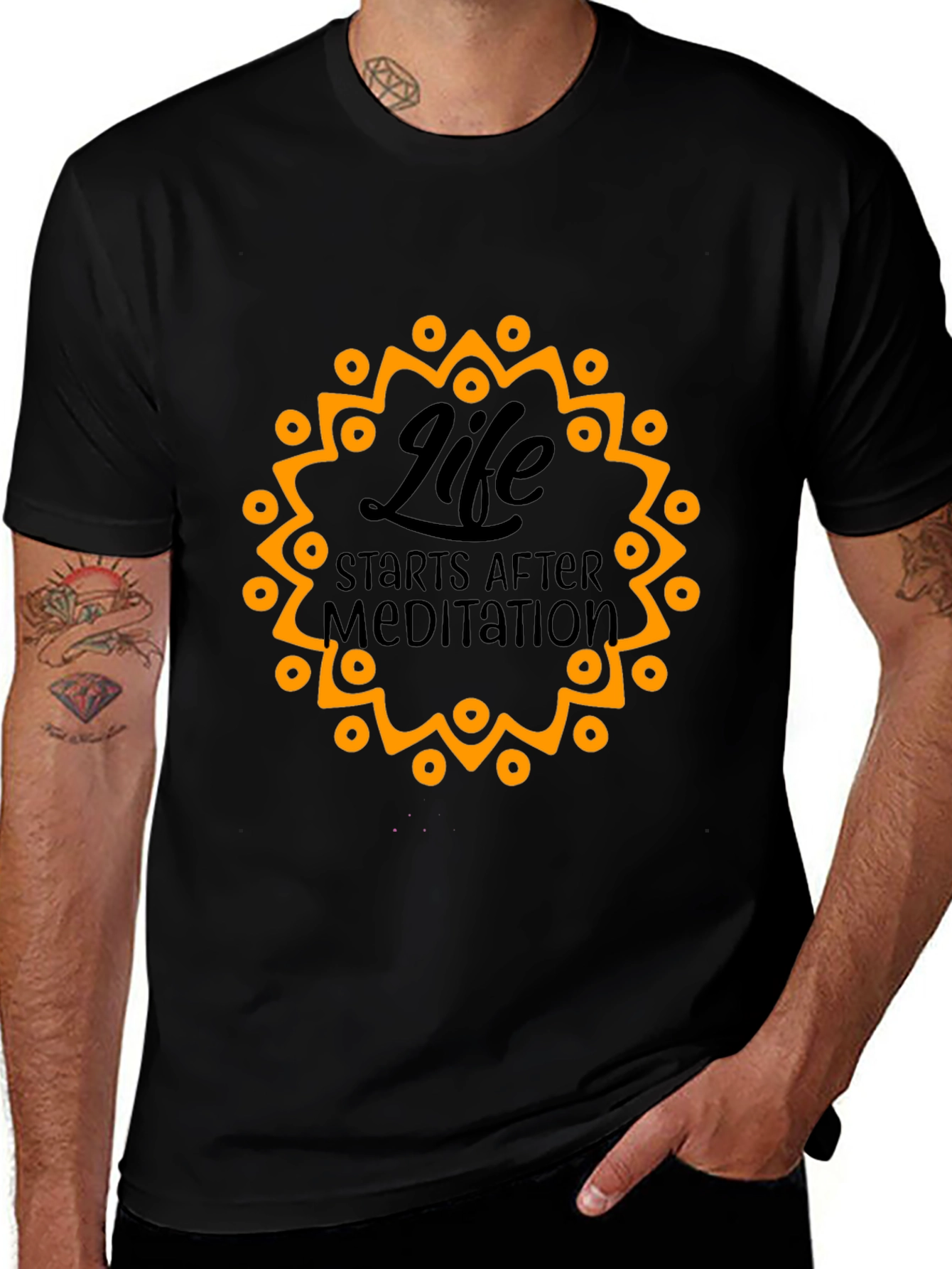 Life Starts After Meditation Black T-Shirt
