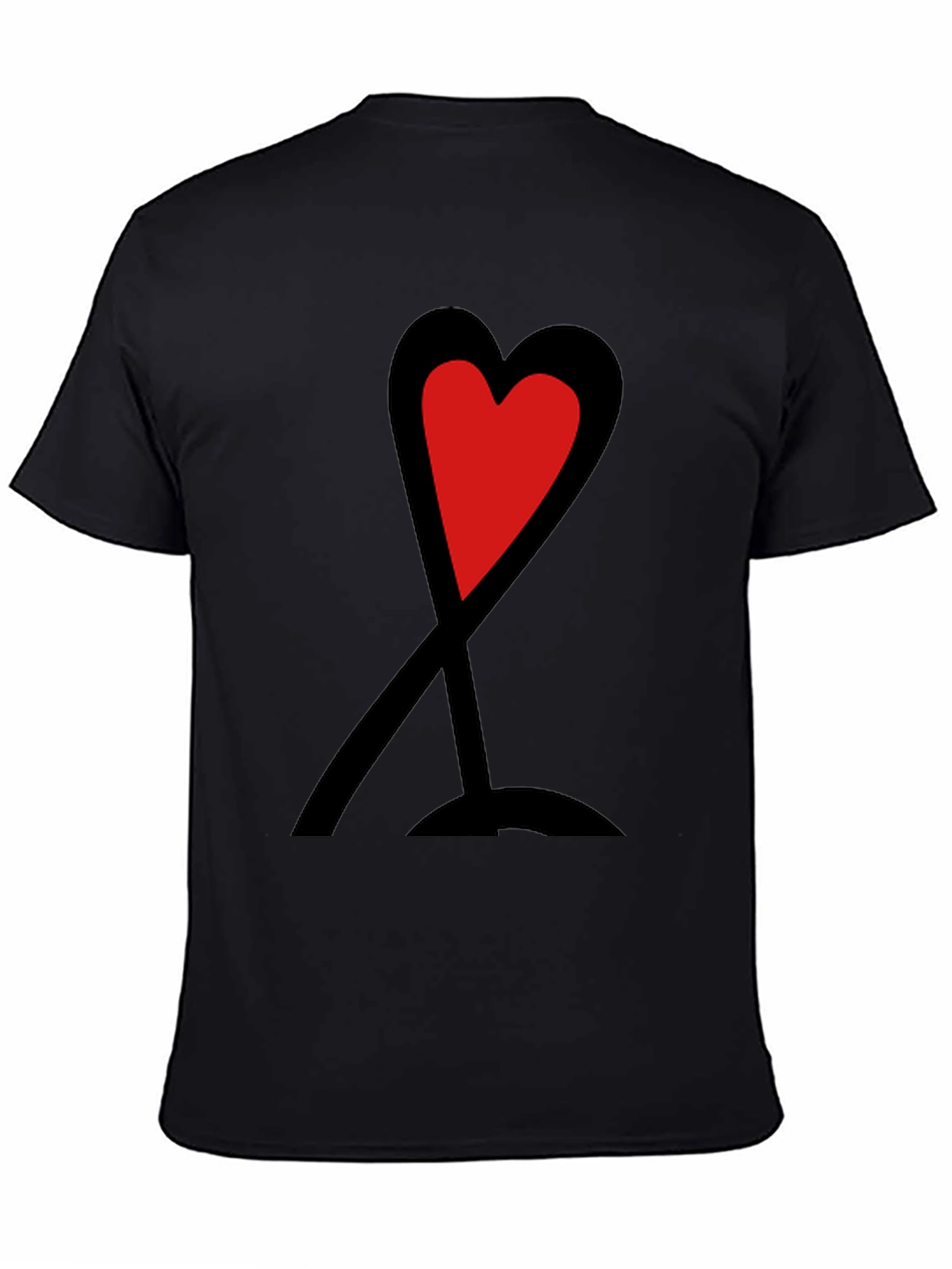 Red Heart Graphic Print Black T-Shirt
