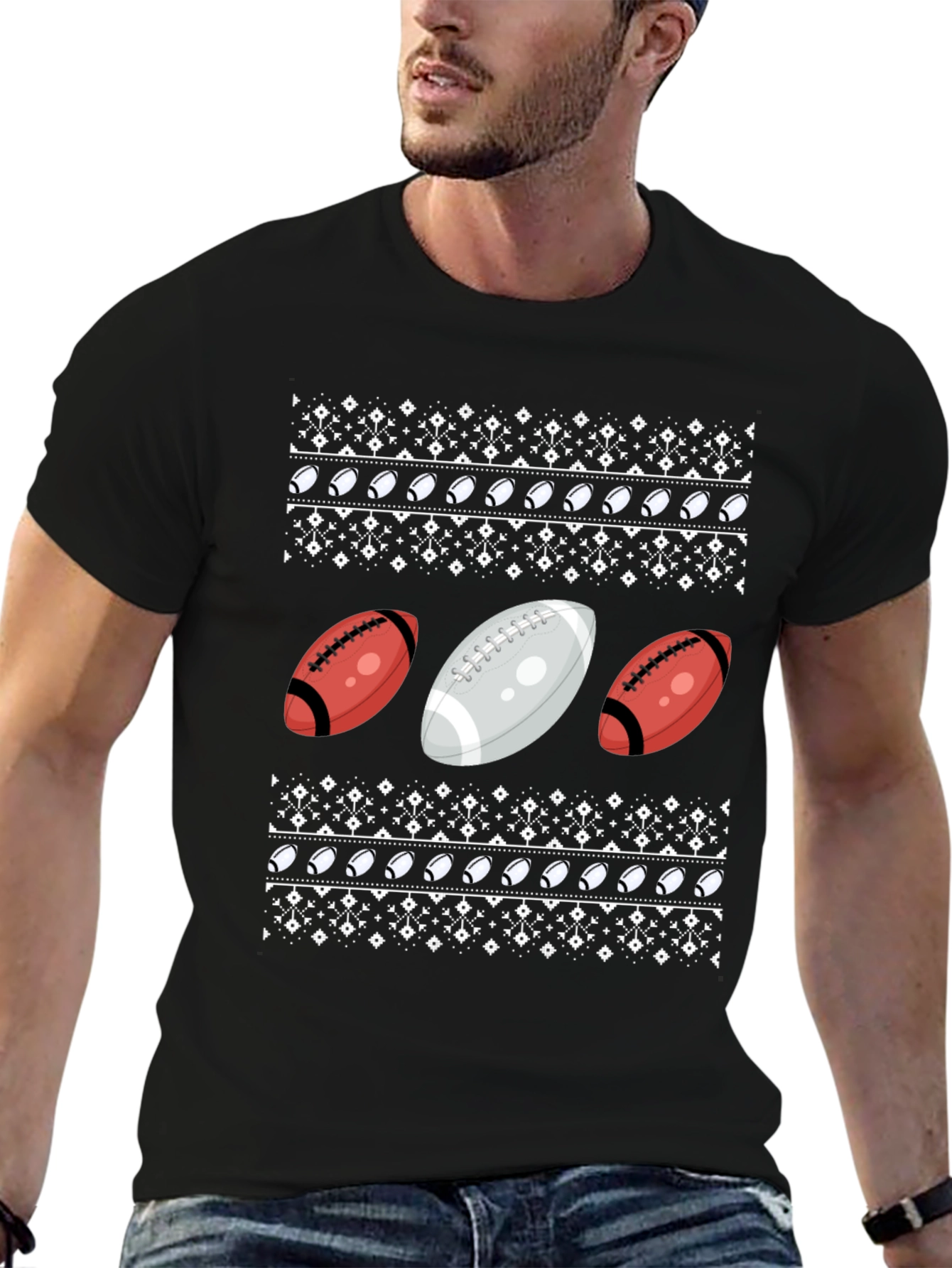 Football Ugly Christmas Sweater T-Shirt