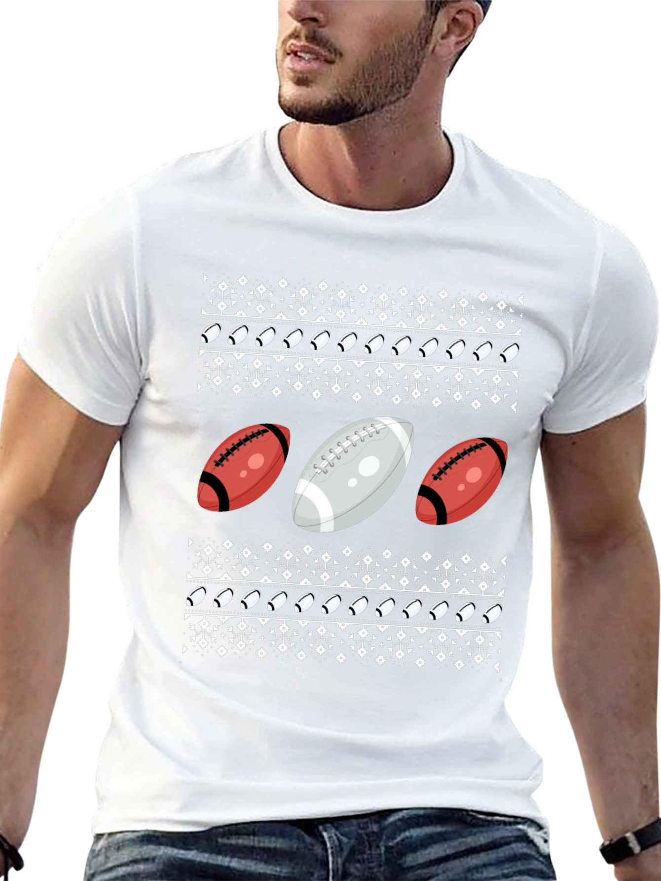 Football Ugly Christmas Sweater T-Shirt