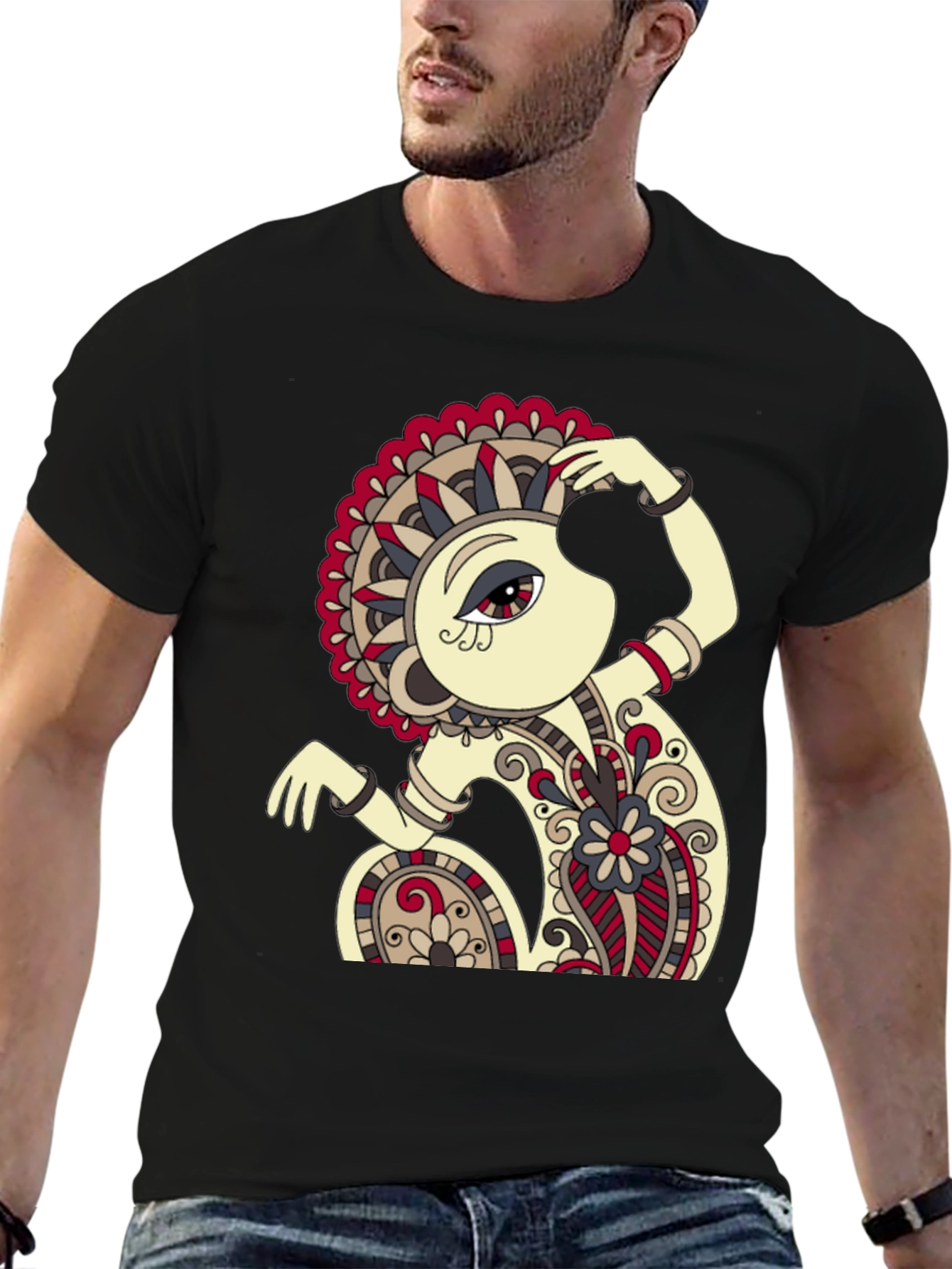Abstract Monkey Art Black T-Shirt