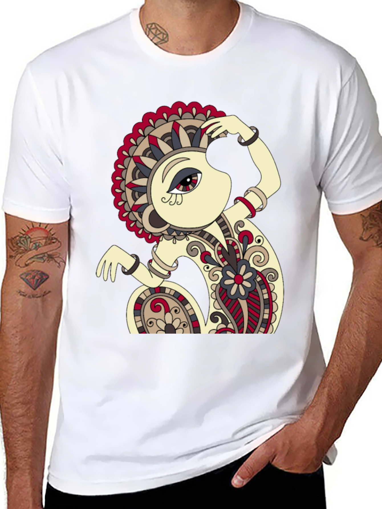 Abstract Monkey Art Black T-Shirt