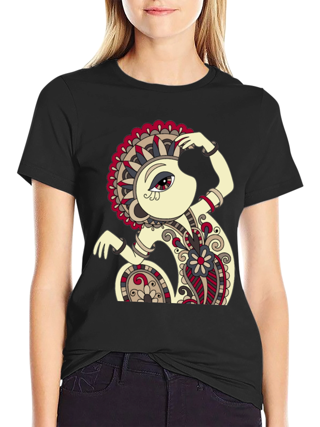 Abstract Monkey Art Black T-Shirt