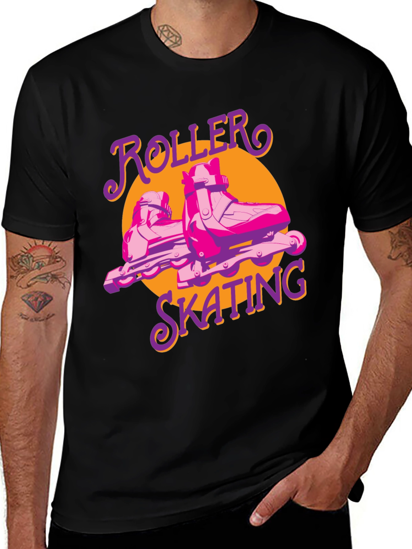 Retro Roller Skating T-Shirt Black