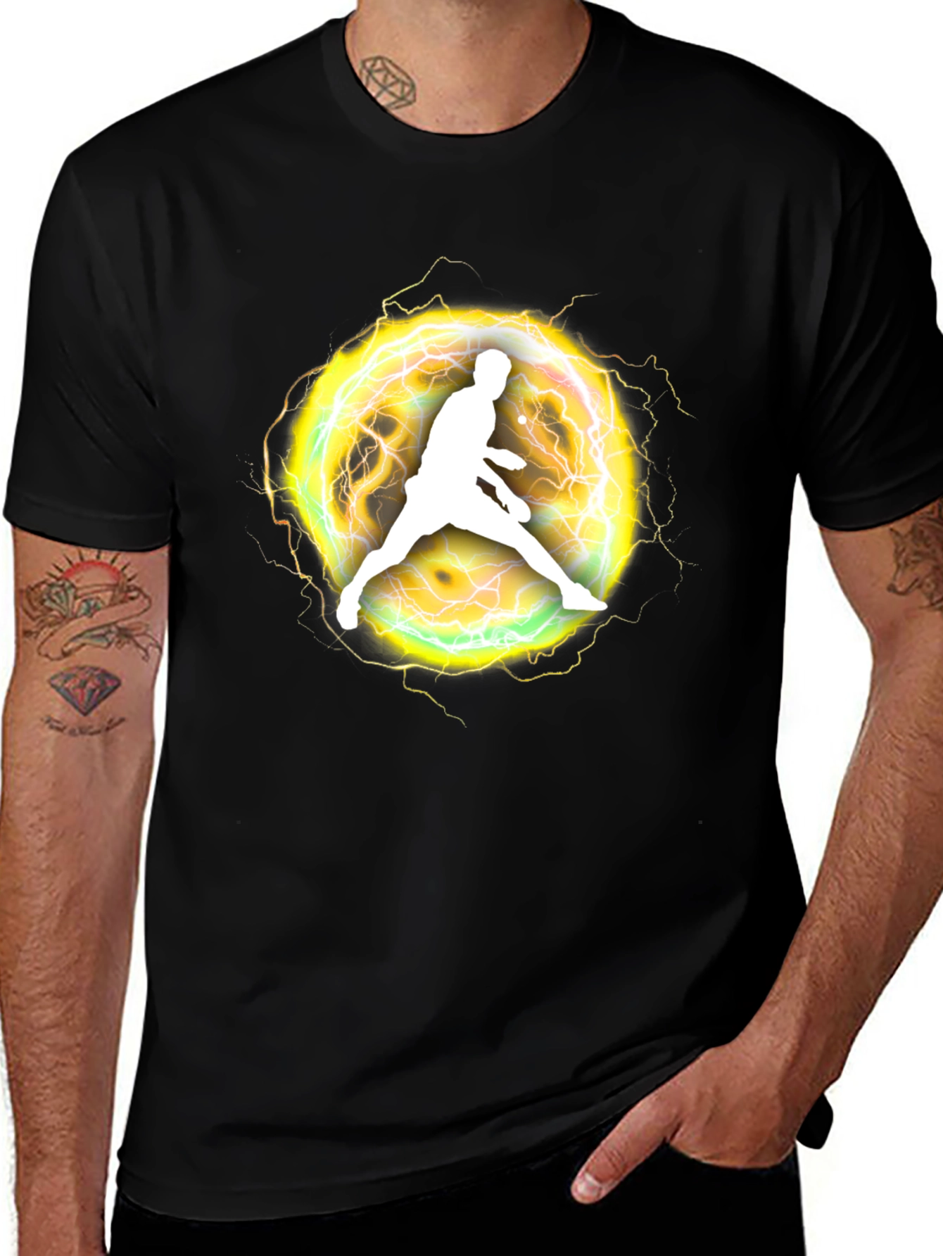 Electric Athlete Graphic Black T-Shirt