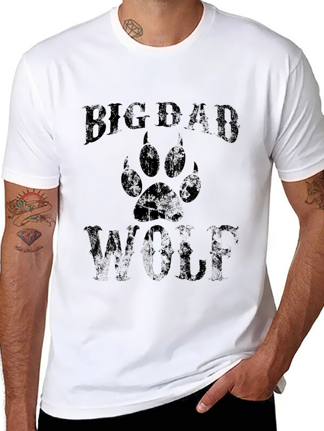 Big Bad Wolf Graphic Print Black T-Shirt