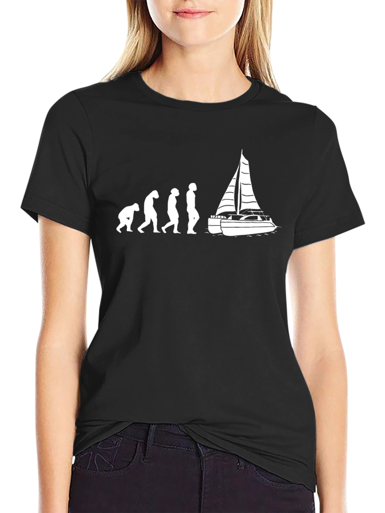 Evolution to Sailing T-Shirt - Black Crew Neck