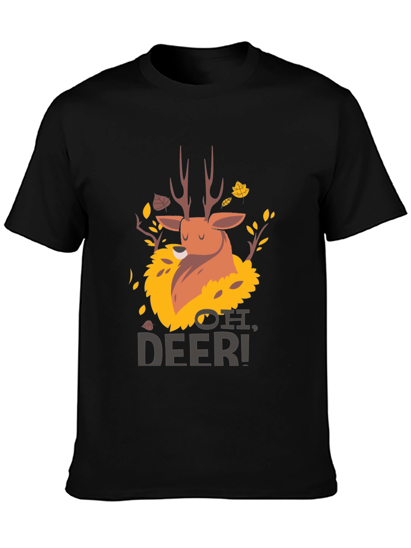 Oh Deer! Graphic Print Black T-Shirt