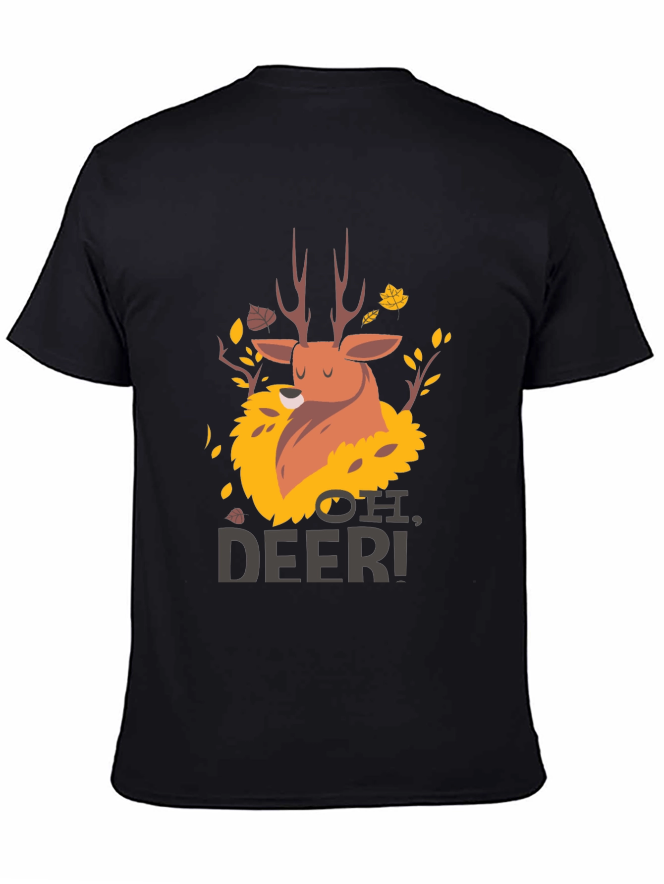 Oh Deer! Graphic Print Black T-Shirt