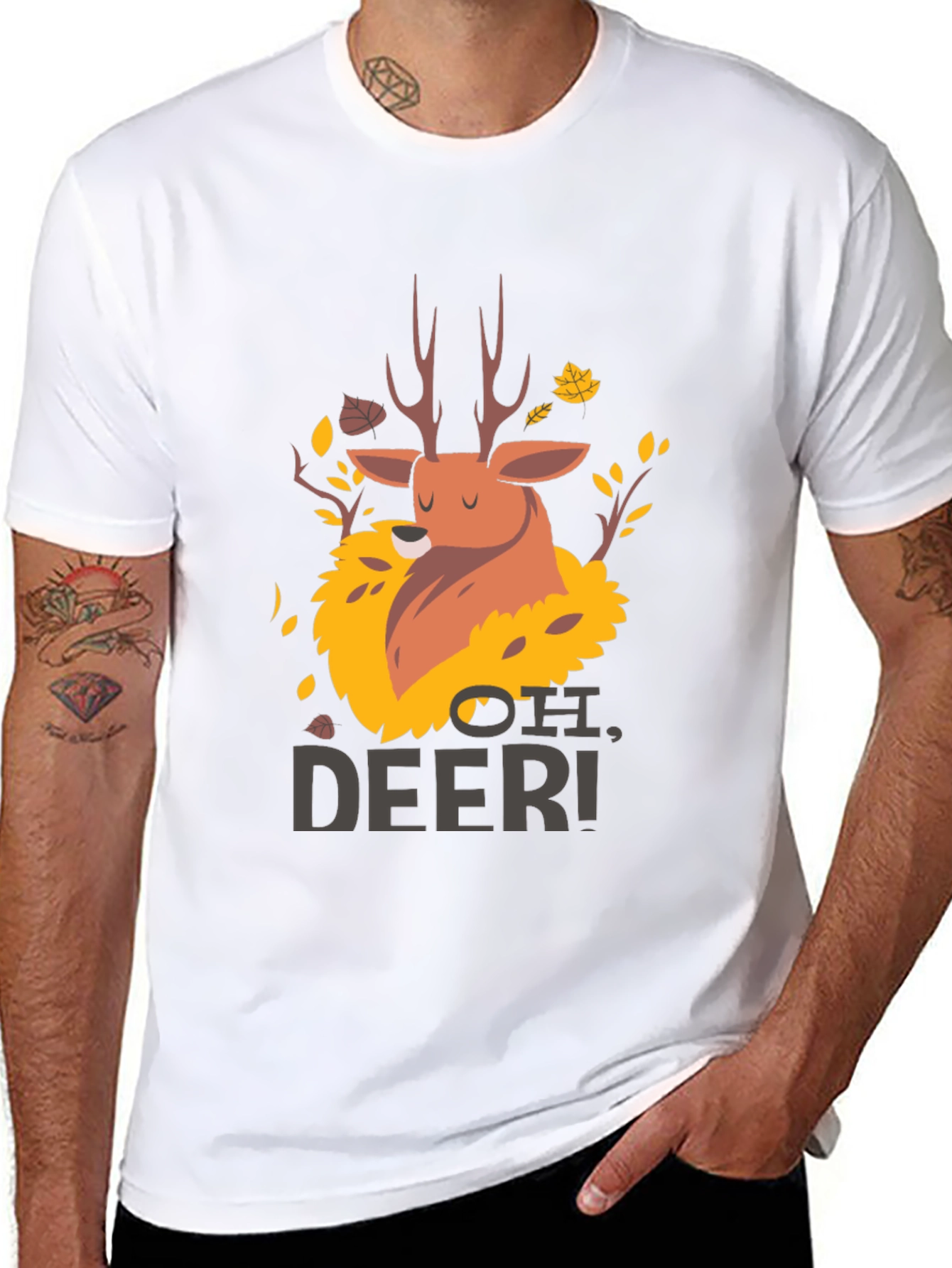 Oh Deer! Graphic Print Black T-Shirt