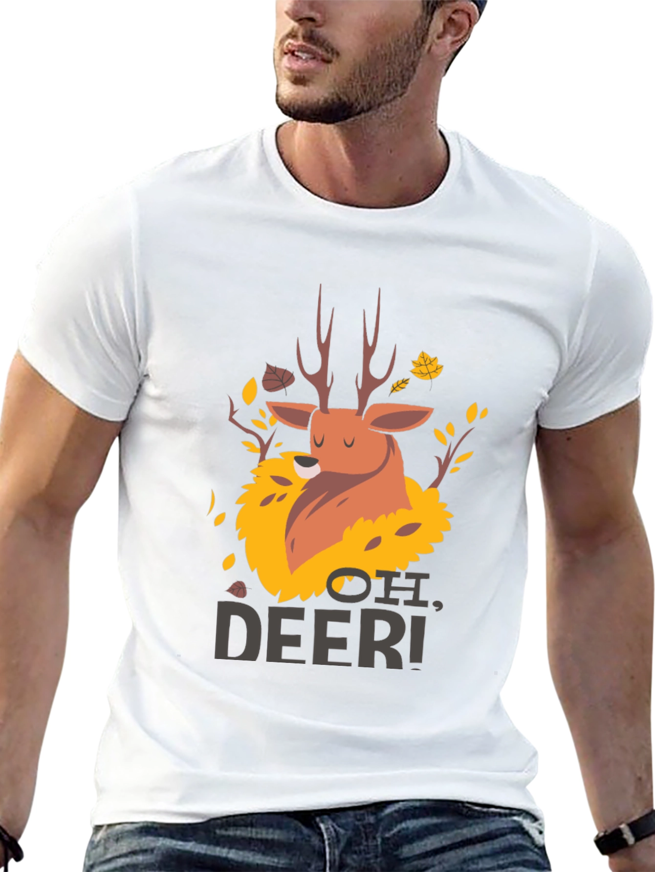 Oh Deer! Graphic Print Black T-Shirt