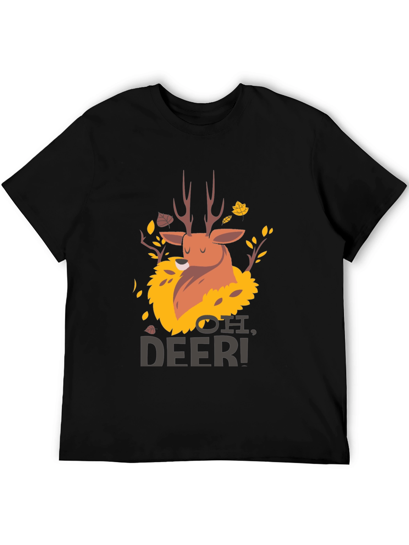 Oh Deer! Graphic Print Black T-Shirt
