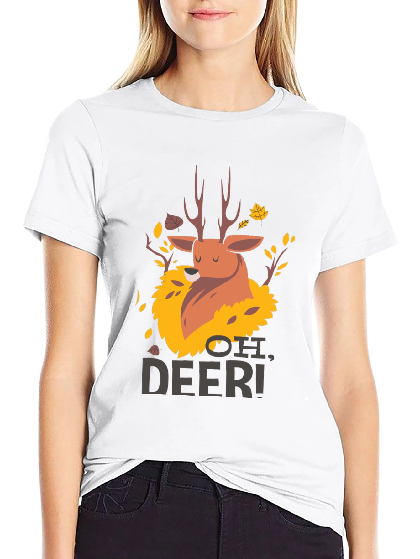 Oh Deer! Graphic Print Black T-Shirt