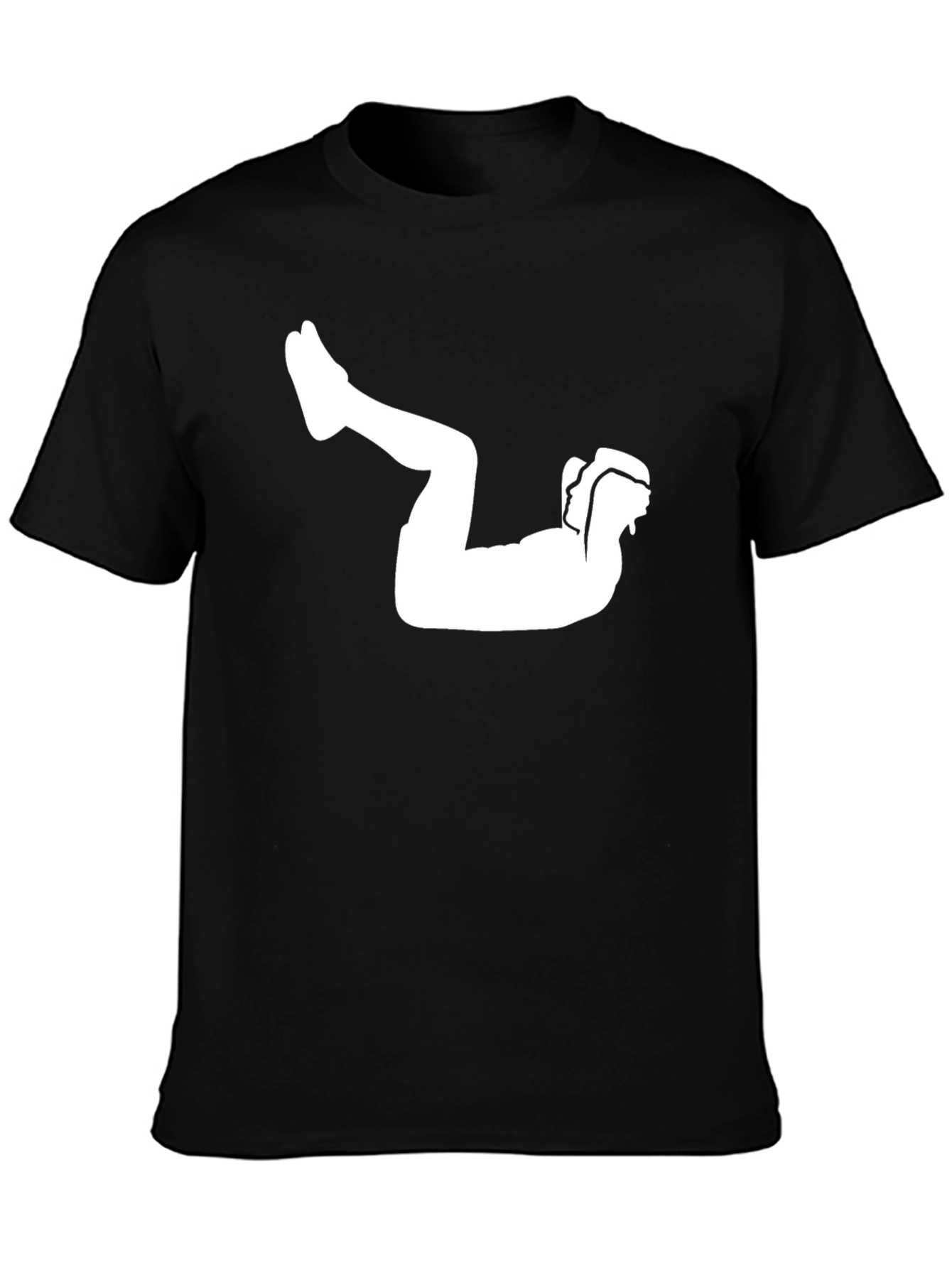 Black T-Shirt with Silhouette Exercise Graphic