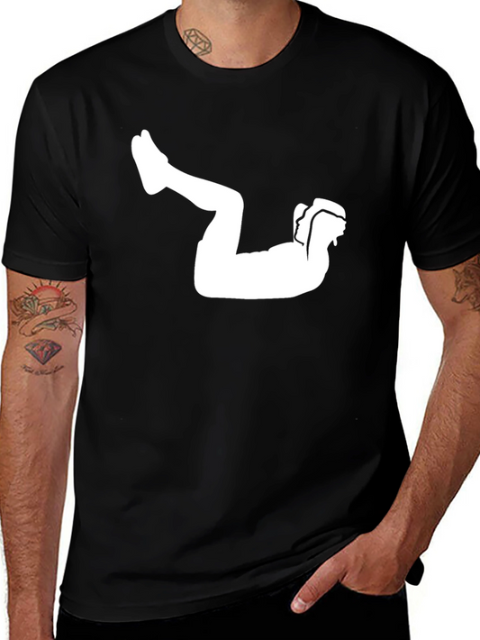 Black T-Shirt with Silhouette Exercise Graphic