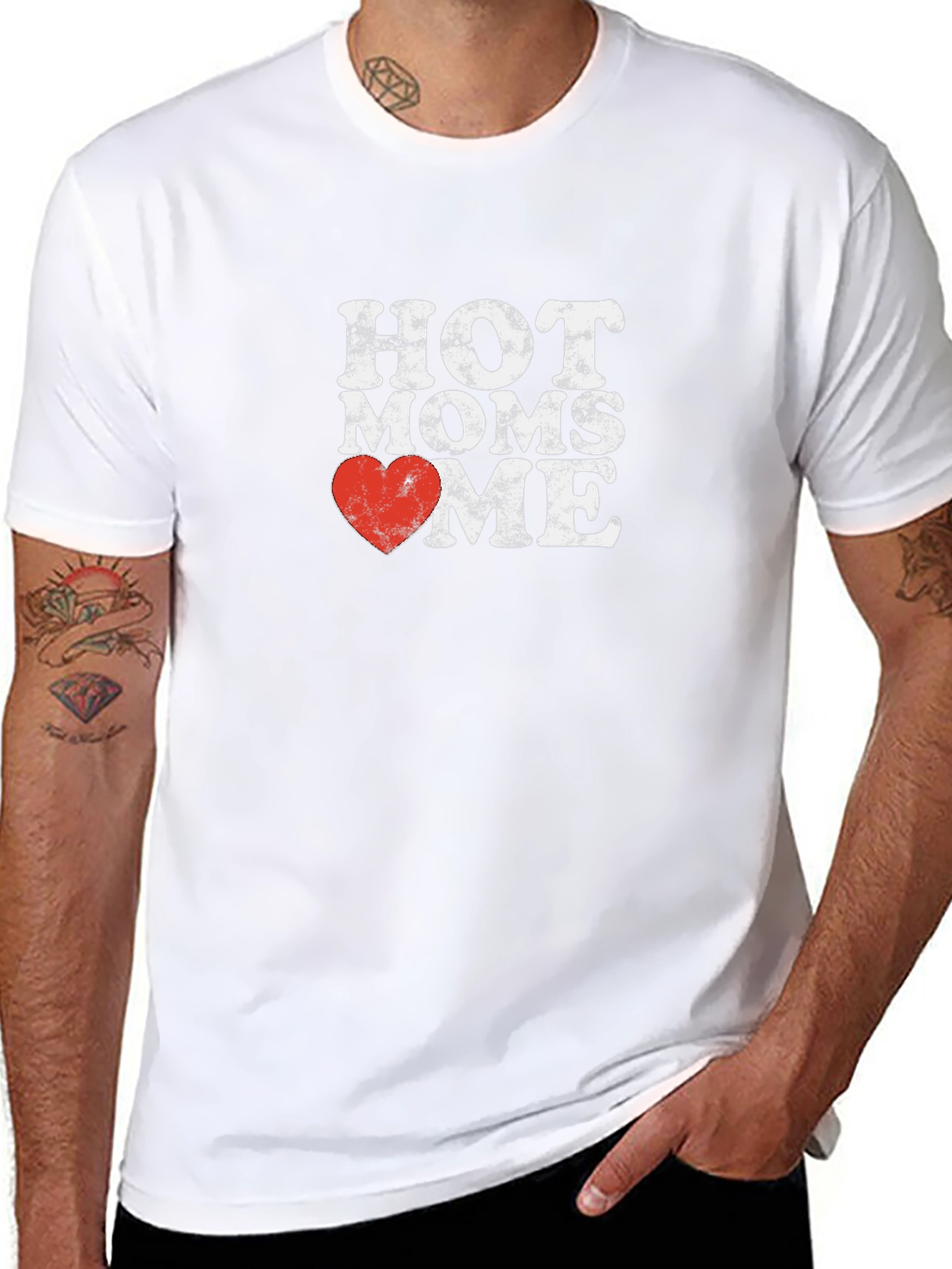 Hot Moms Heart Me Black Graphic T-Shirt
