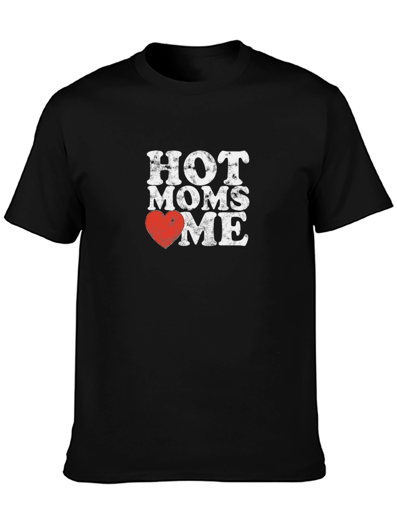 Hot Moms Heart Me Black Graphic T-Shirt
