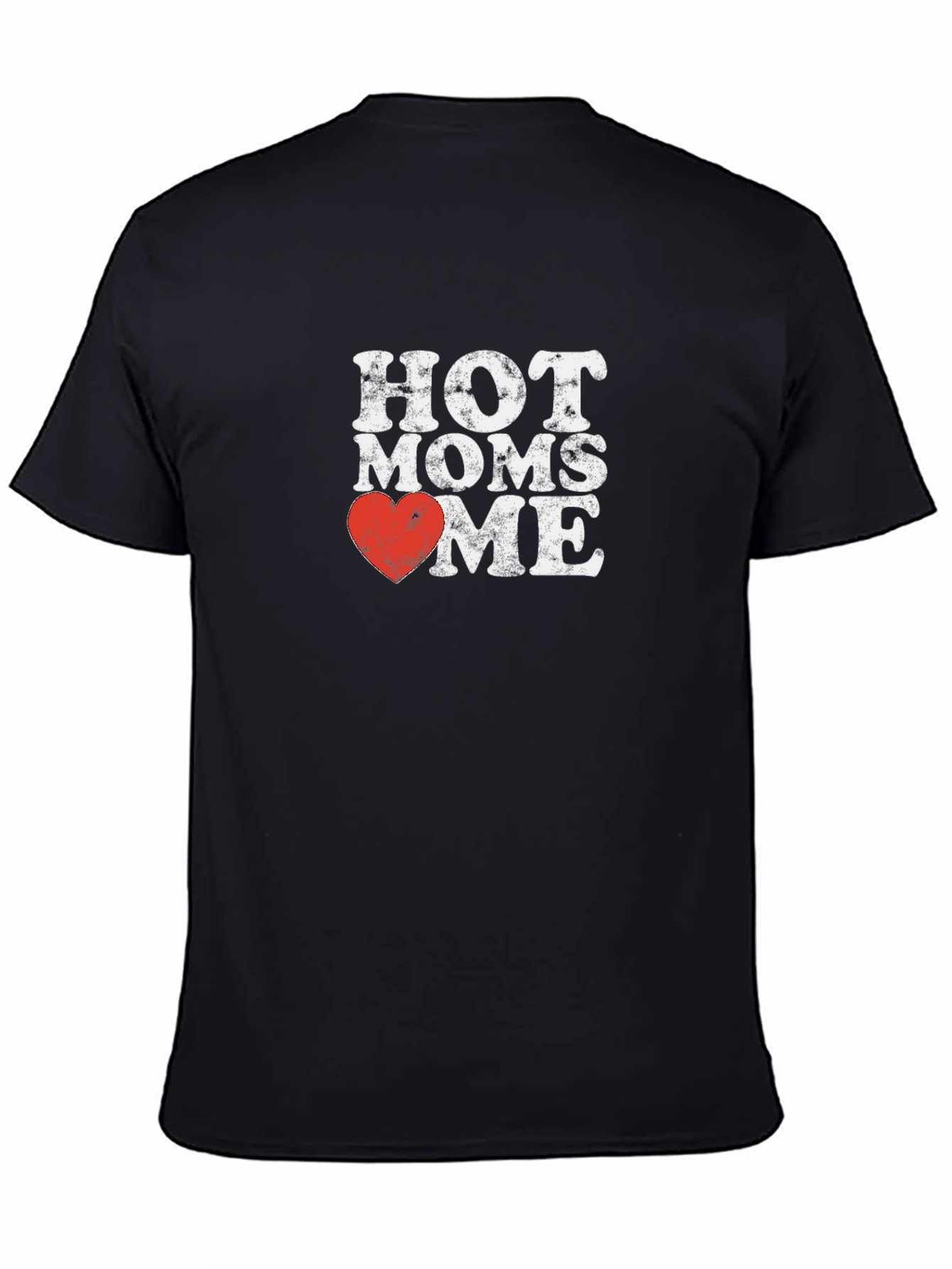 Hot Moms Heart Me Black Graphic T-Shirt