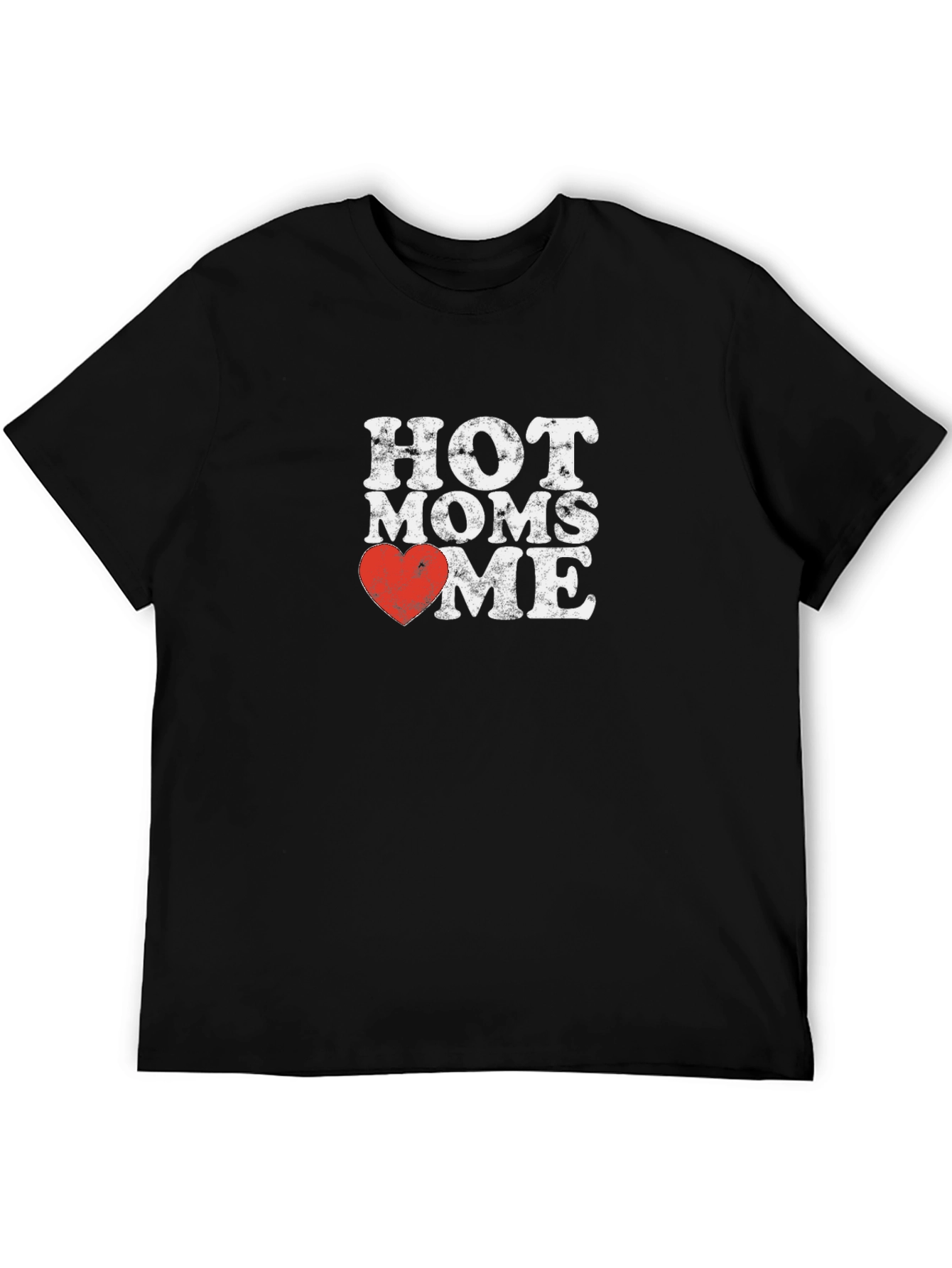 Hot Moms Heart Me Black Graphic T-Shirt