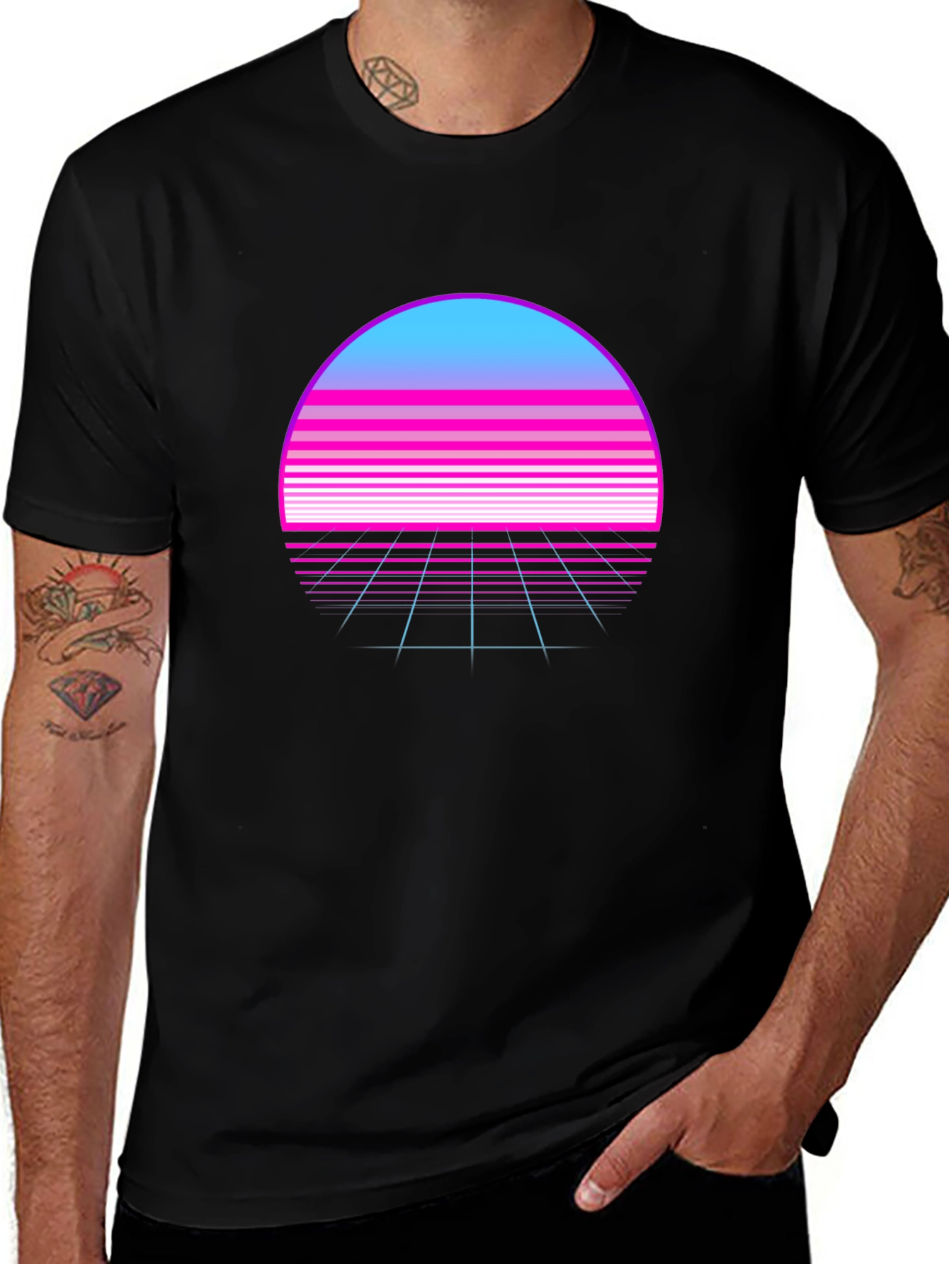 Retro Wave Sunset T-Shirt - Synthwave Style