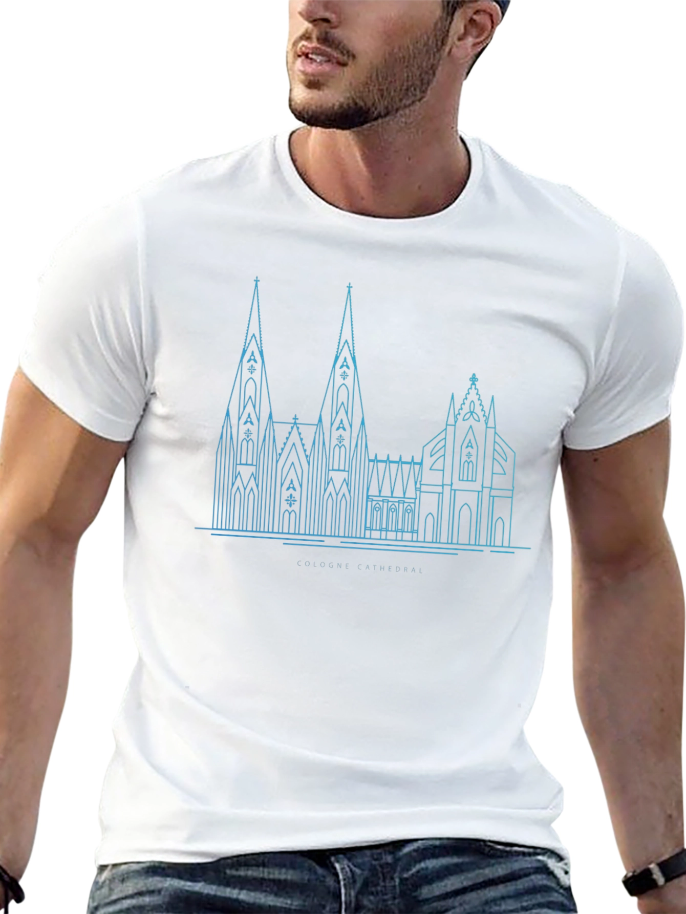 Cologne Cathedral Line Art Black T-Shirt