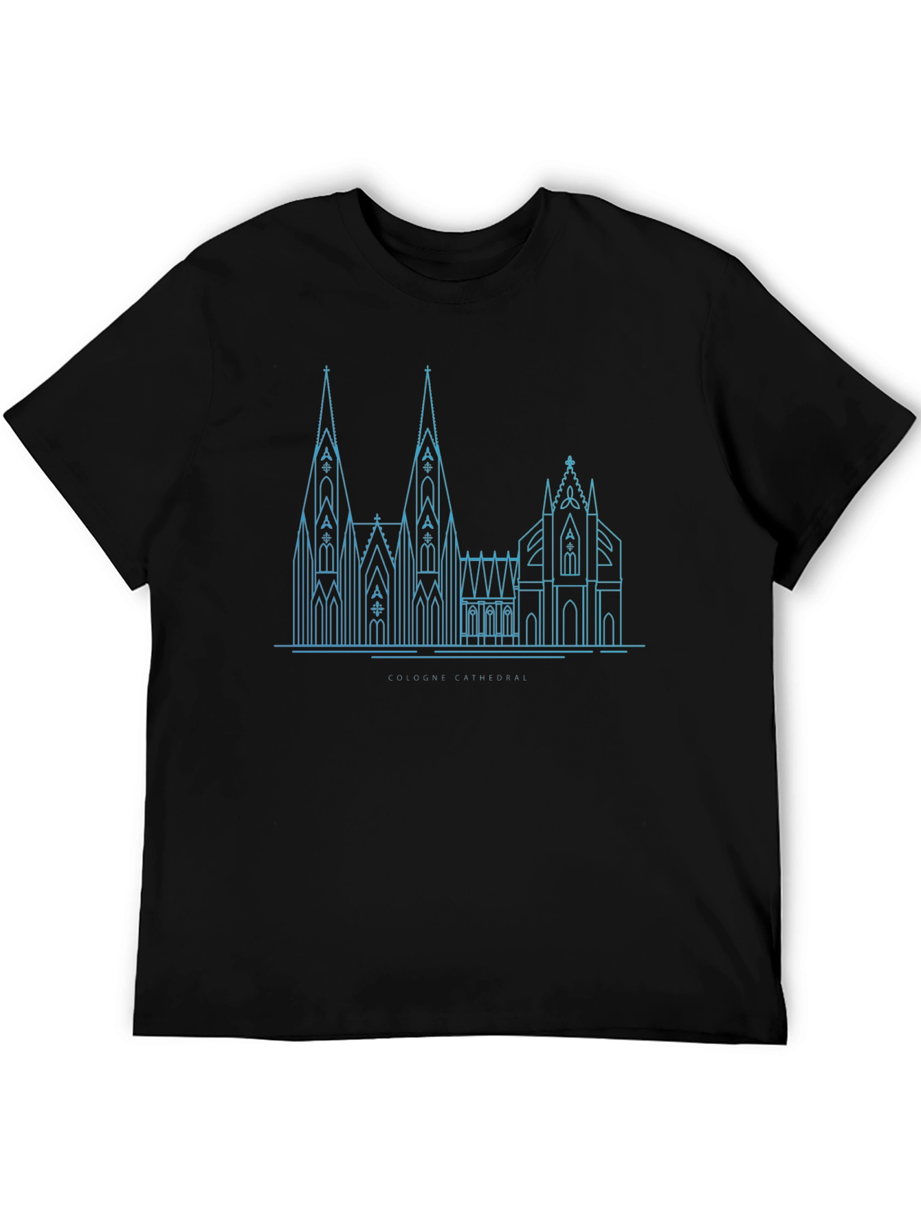 Cologne Cathedral Line Art Black T-Shirt