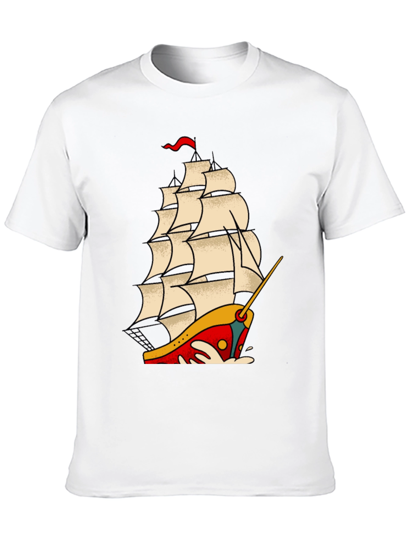 Nautical Sailboat Graphic Tee - Classic Tattoo Style T-Shirt