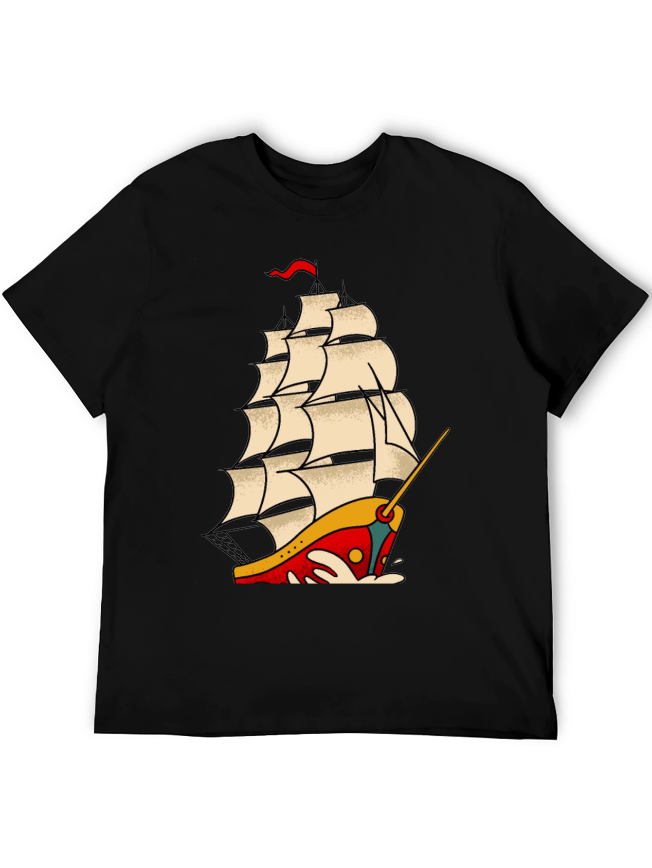 Nautical Sailboat Graphic Tee - Classic Tattoo Style T-Shirt