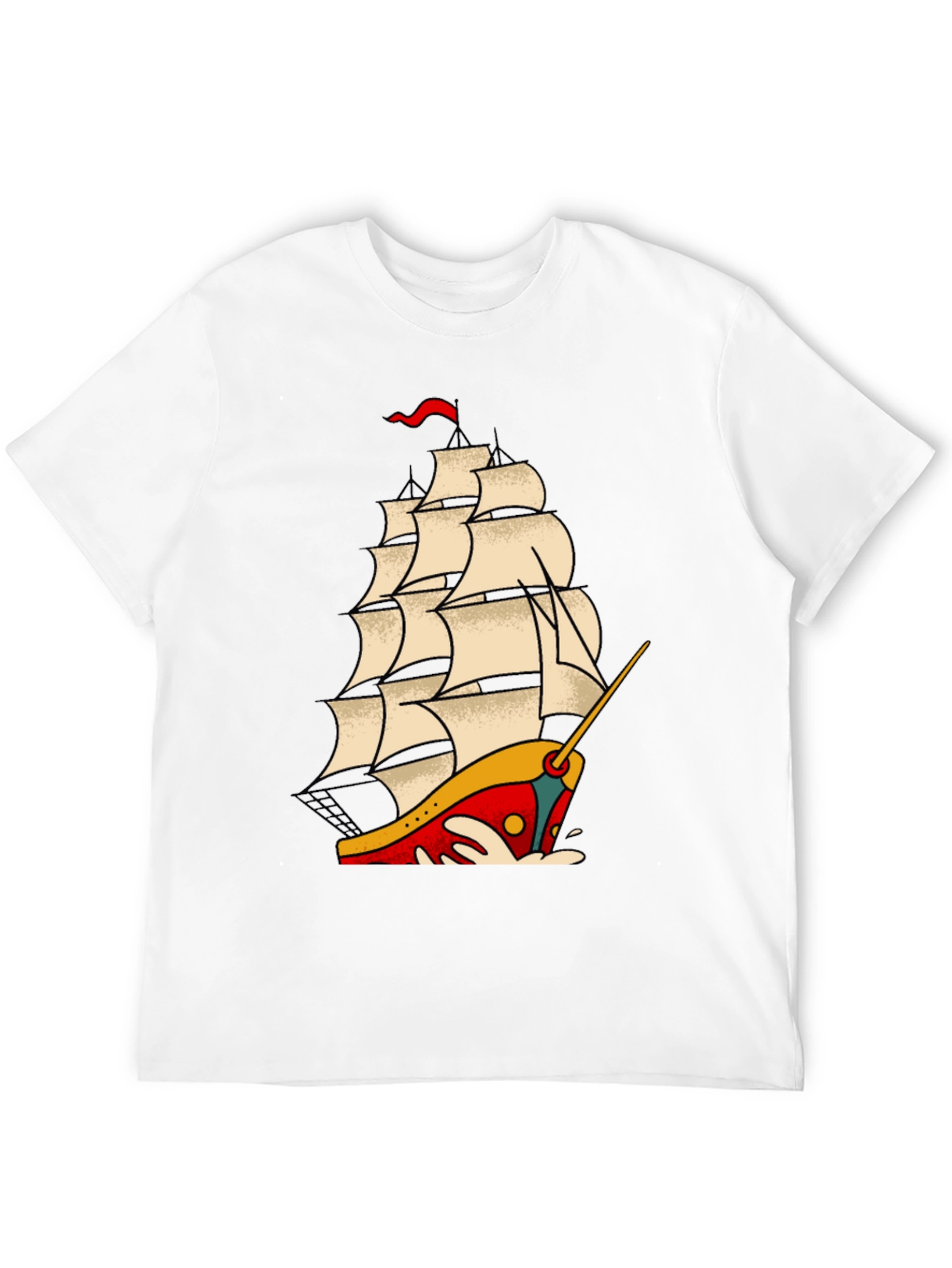Nautical Sailboat Graphic Tee - Classic Tattoo Style T-Shirt