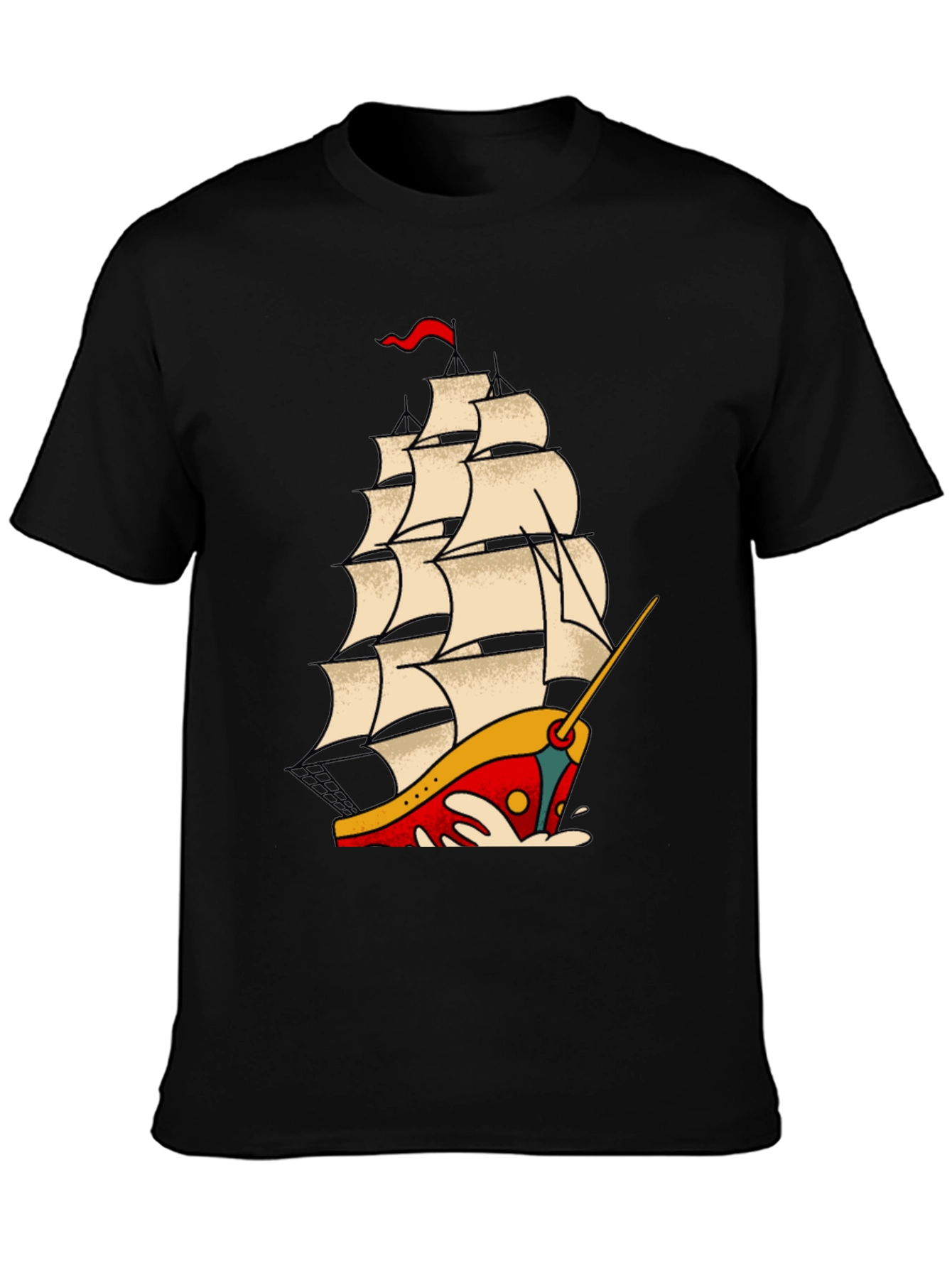 Nautical Sailboat Graphic Tee - Classic Tattoo Style T-Shirt