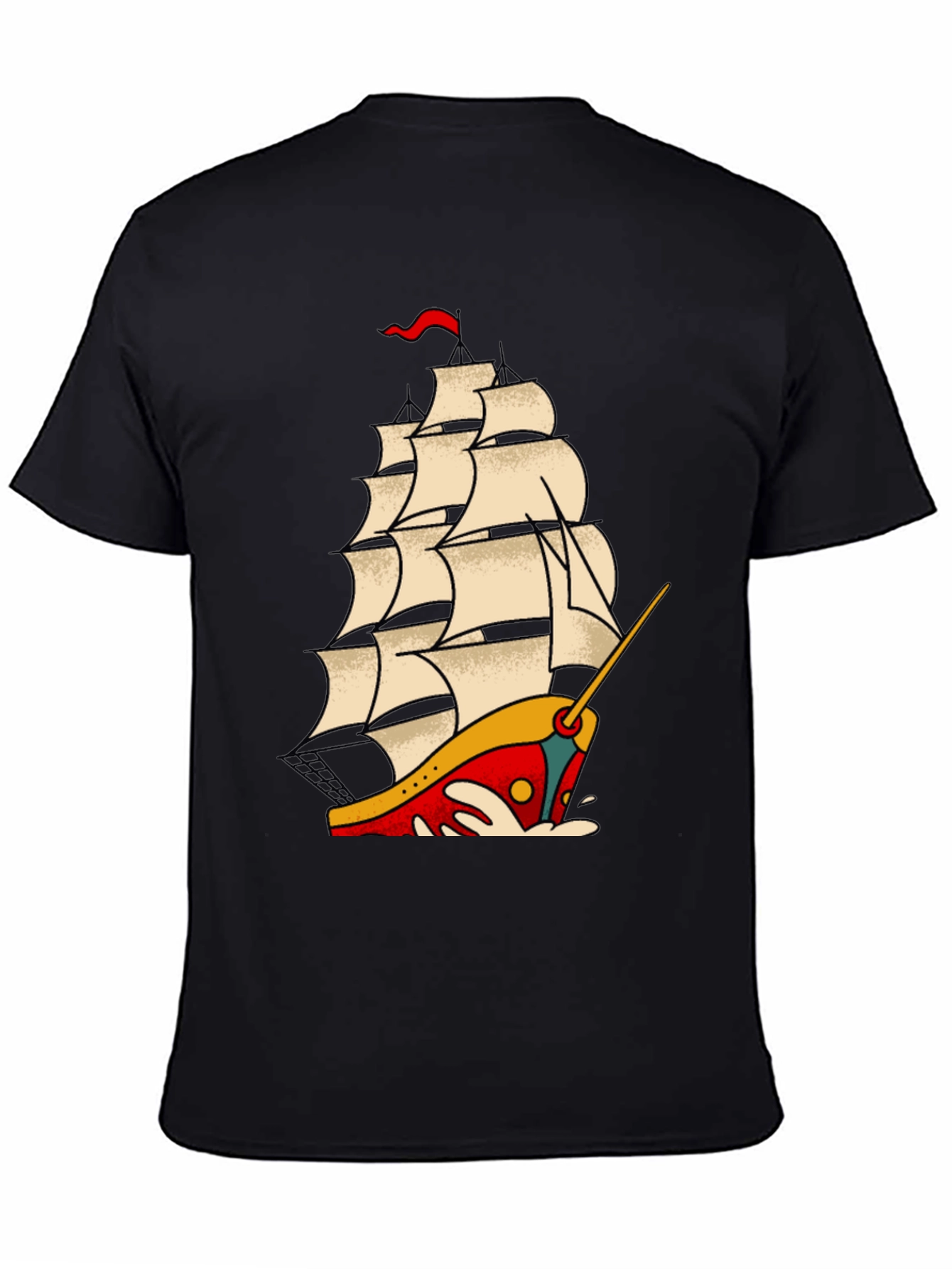 Nautical Sailboat Graphic Tee - Classic Tattoo Style T-Shirt